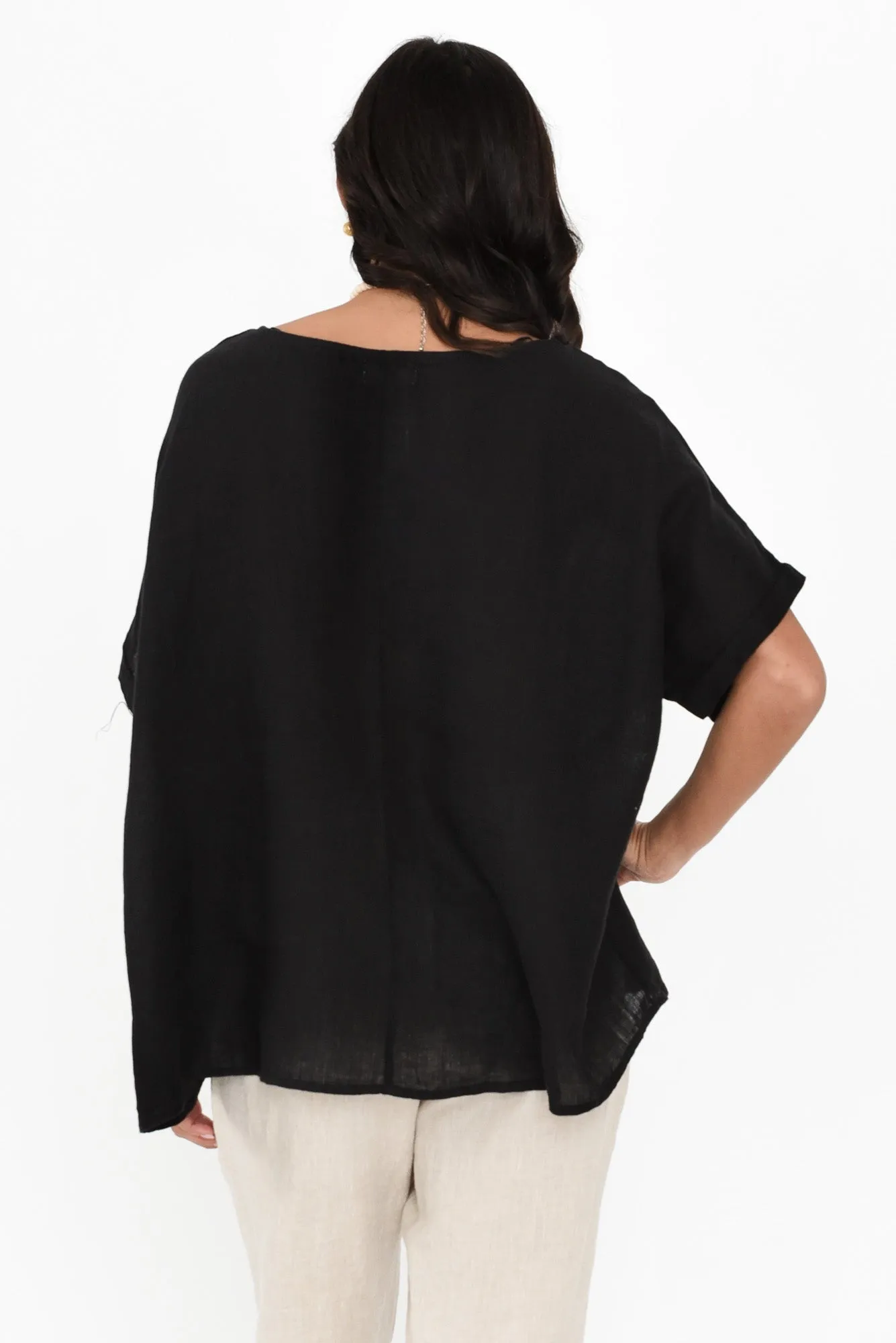 Chaya Black Linen Top sold by Blue Bungalow product image thumbnail 4