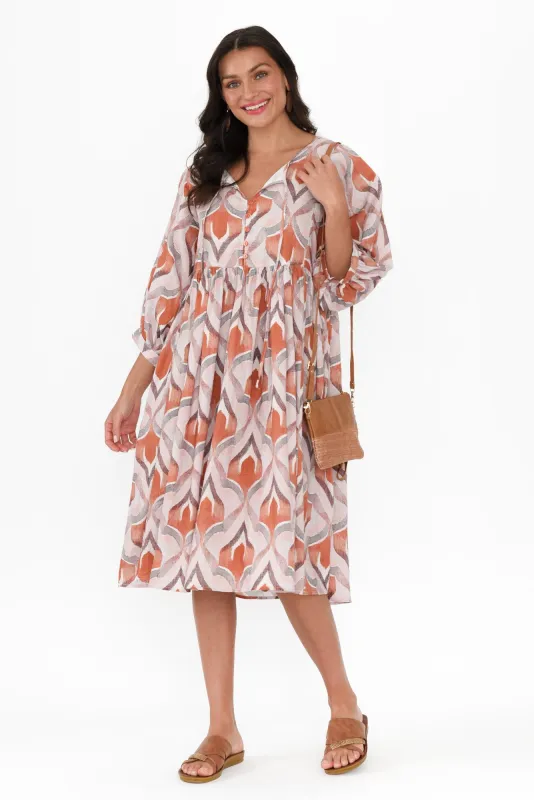 Noelle Rust Geo Cotton Pocket Dress sold by Blue Bungalow
