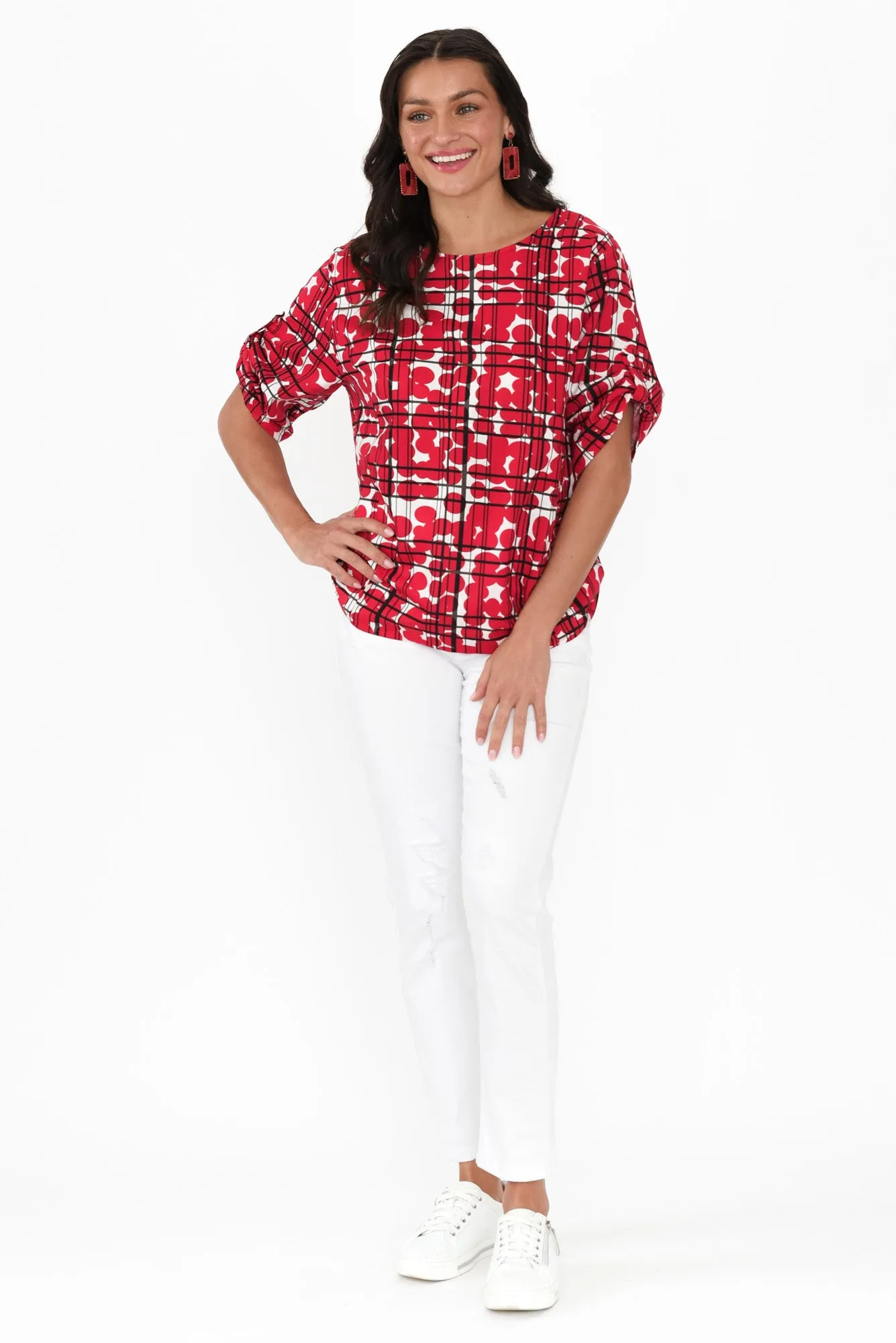 Tiana Red Spot Linen Top sold by Blue Bungalow product image thumbnail 2