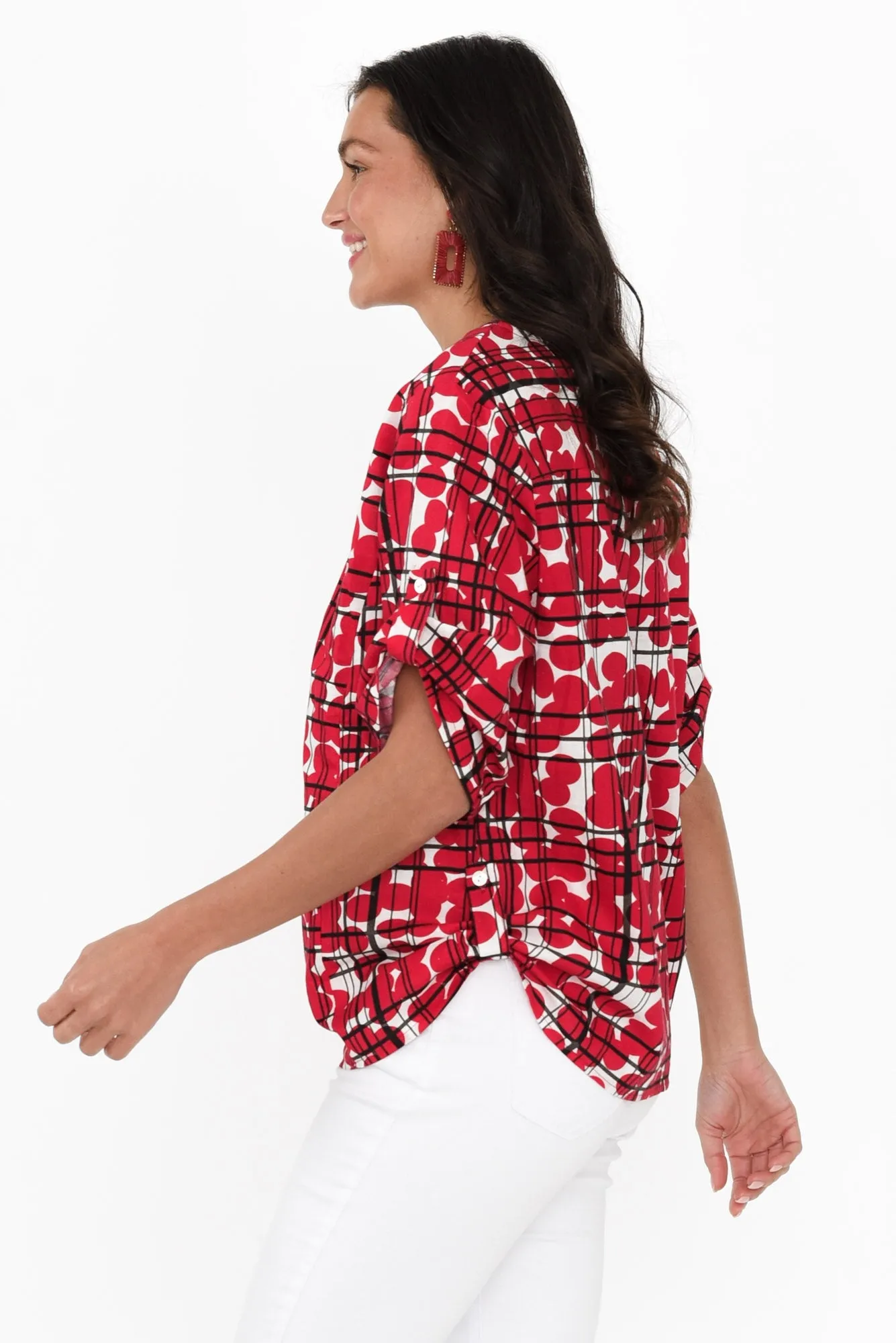 Tiana Red Spot Linen Top sold by Blue Bungalow product image thumbnail 3