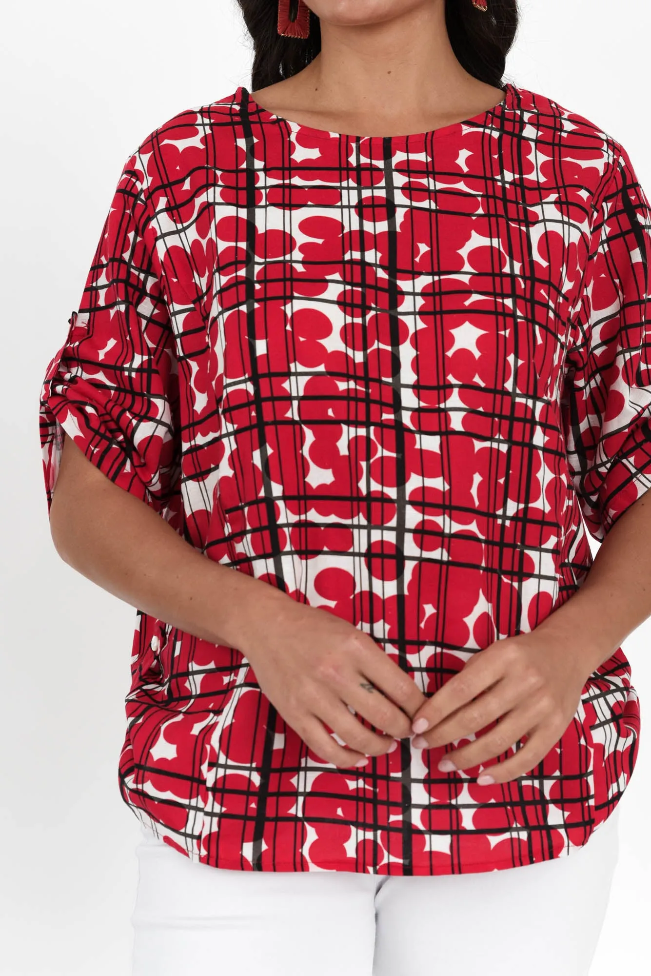 Tiana Red Spot Linen Top sold by Blue Bungalow product image thumbnail 5