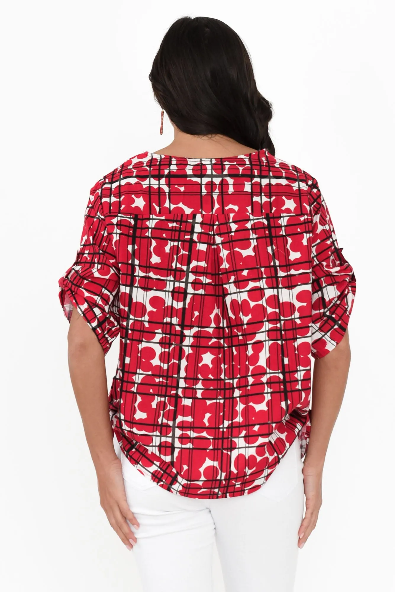 Tiana Red Spot Linen Top sold by Blue Bungalow product image thumbnail 4
