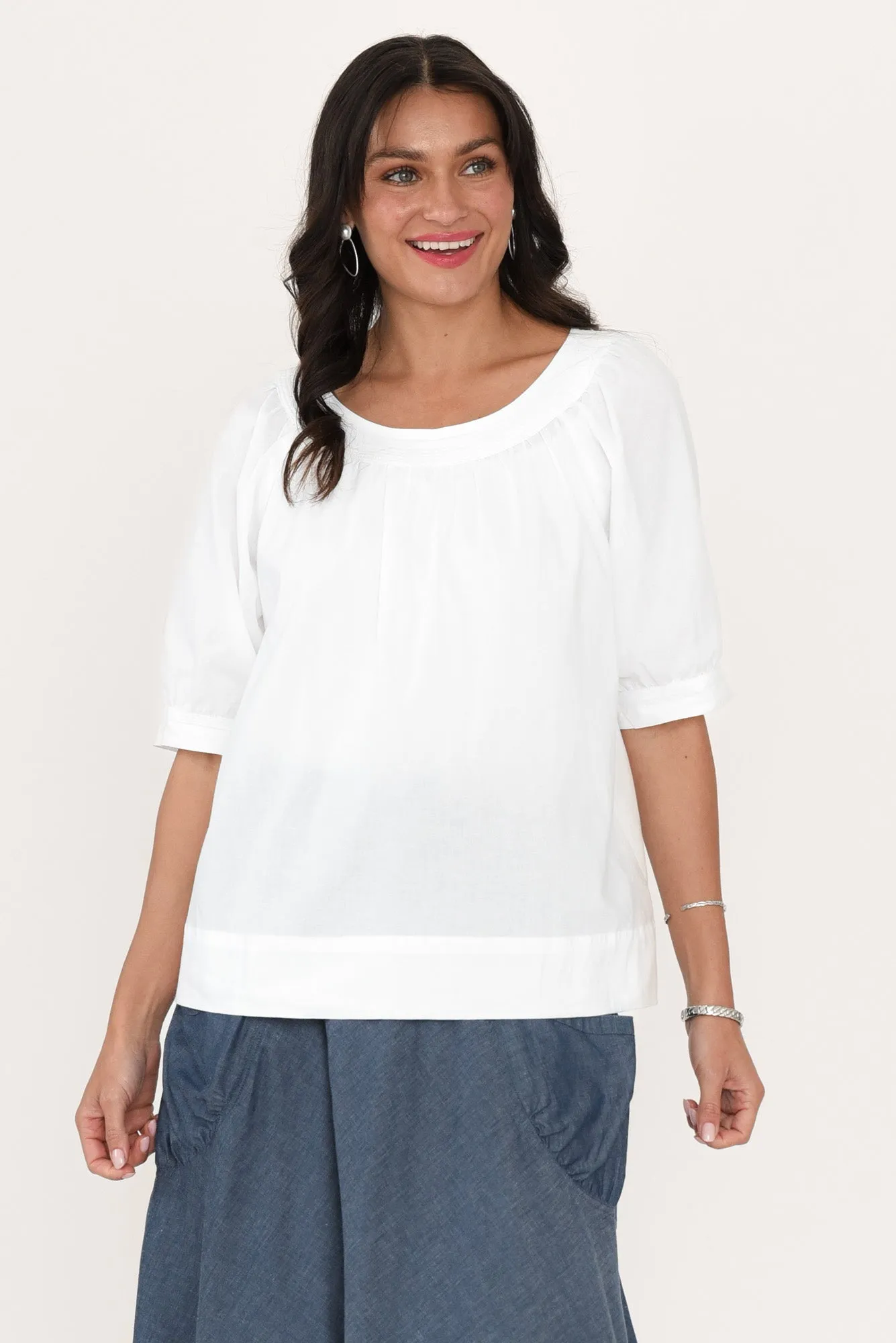Rhea White Cotton Top sold by Blue Bungalow