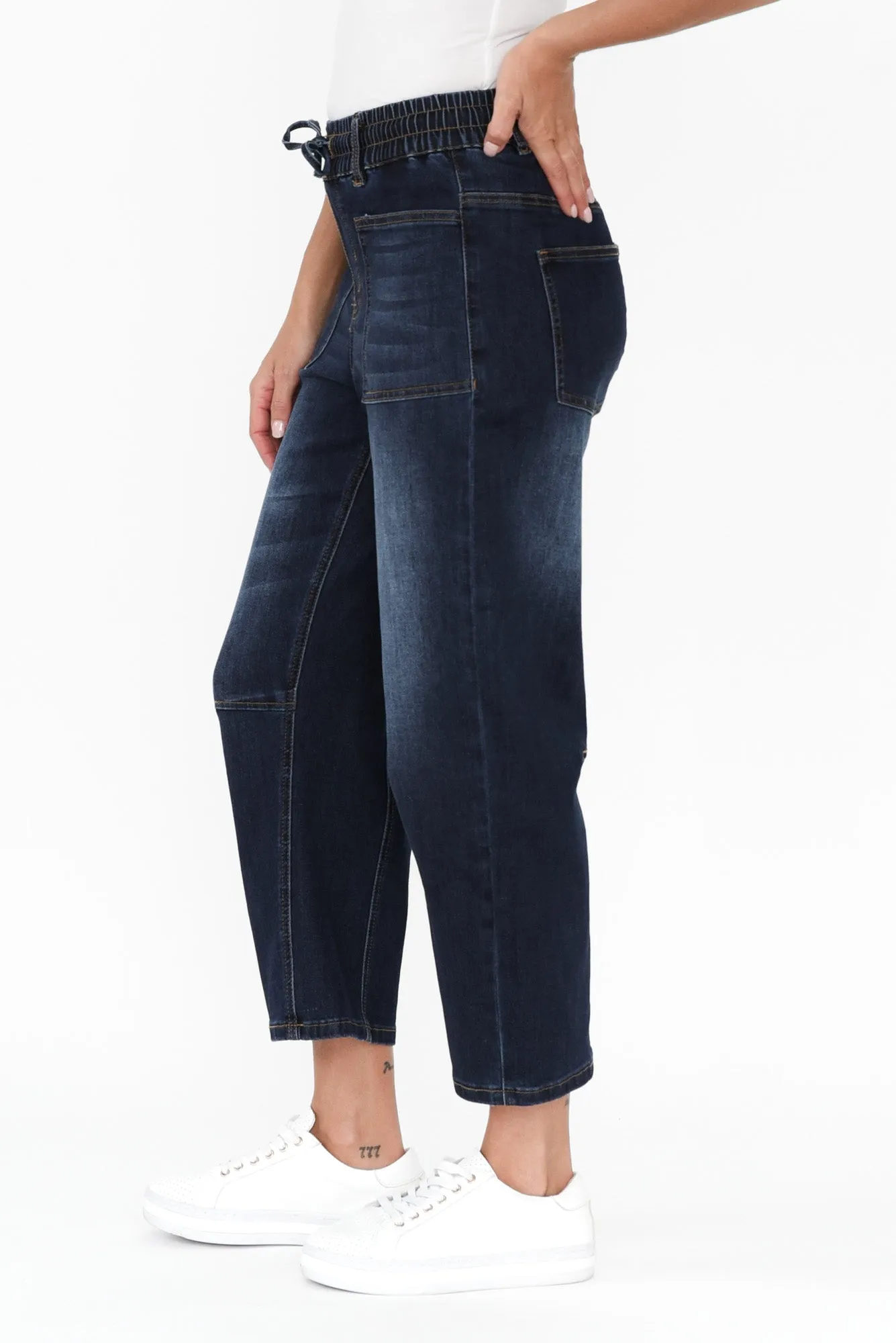 Leo Dark Blue Wide Leg Jeans sold by Blue Bungalow product image thumbnail 3