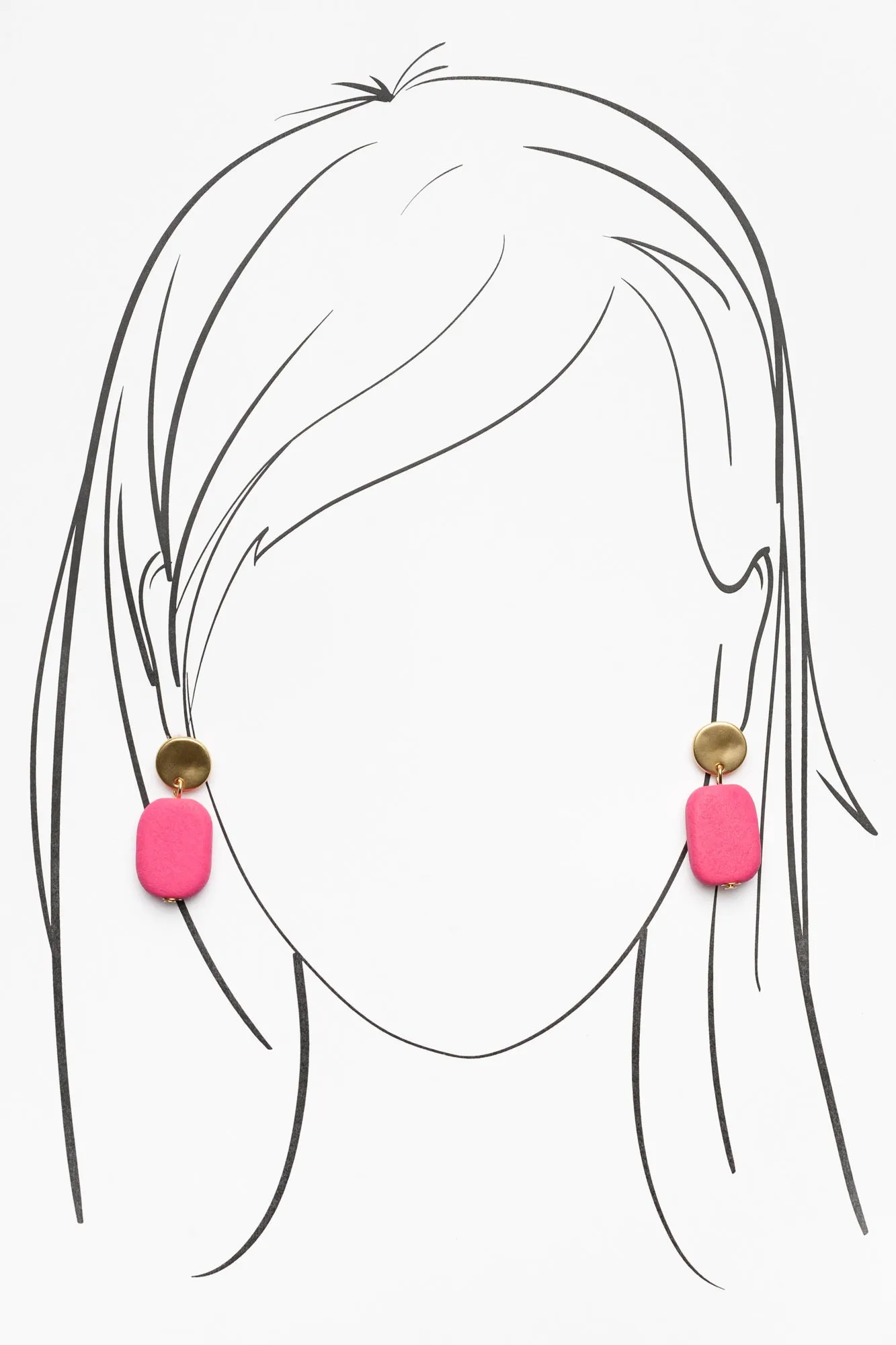 Ariel Hot Pink Rectangle Drop Earrings sold by Blue Bungalow product image thumbnail 2