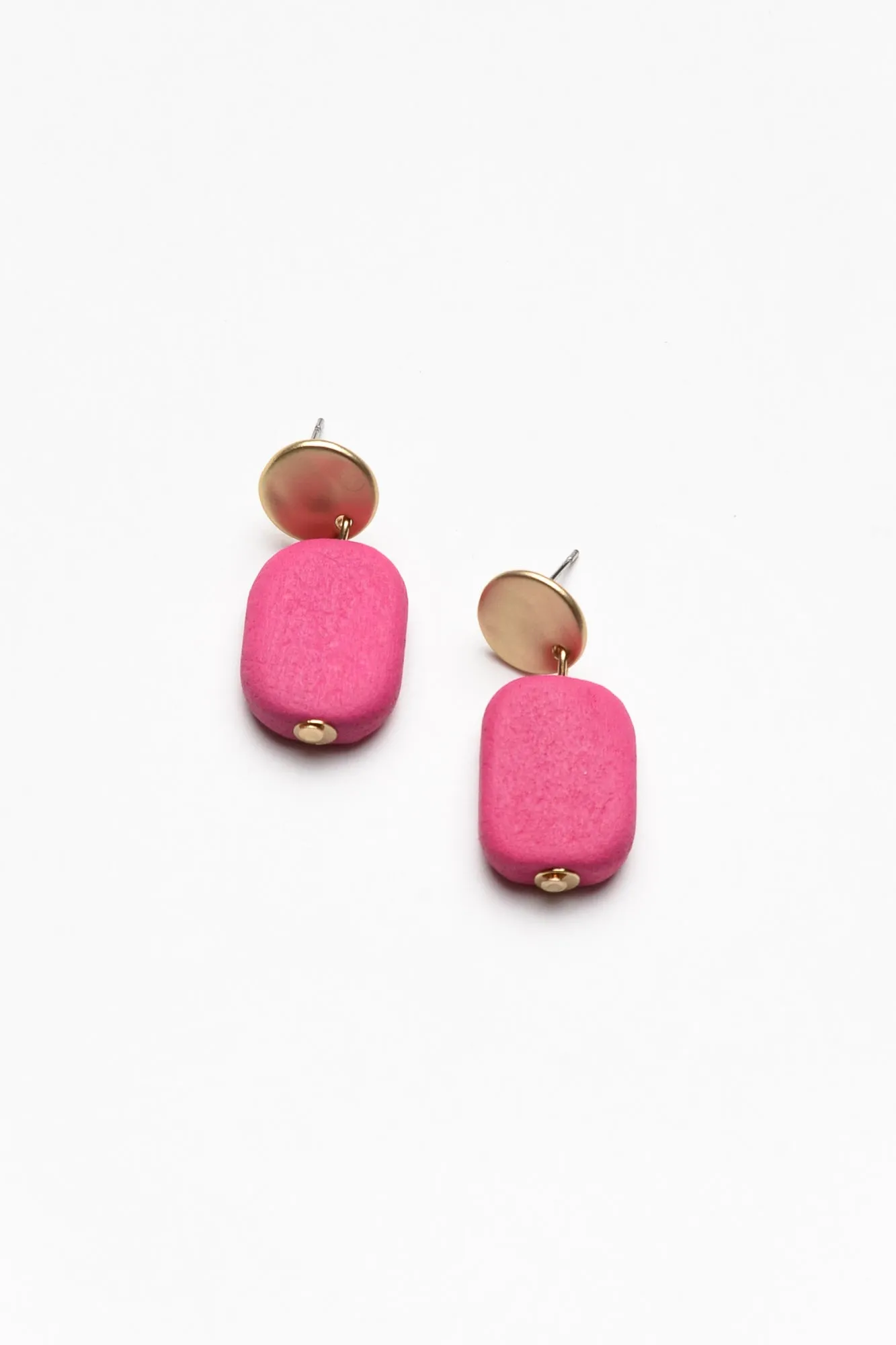 Ariel Hot Pink Rectangle Drop Earrings sold by Blue Bungalow