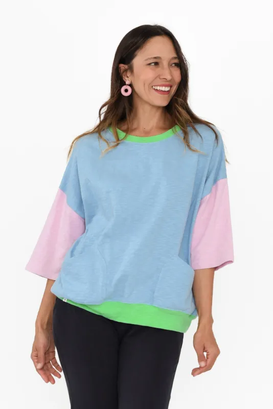 Mazie Blue Contrast Cotton Sweat sold by Blue Bungalow
