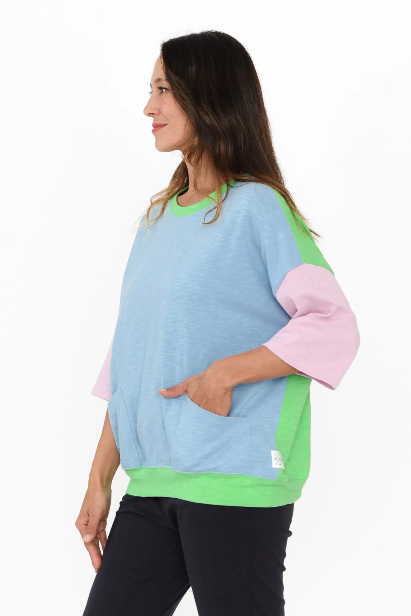 Mazie Blue Contrast Cotton Sweat sold by Blue Bungalow product image thumbnail 3