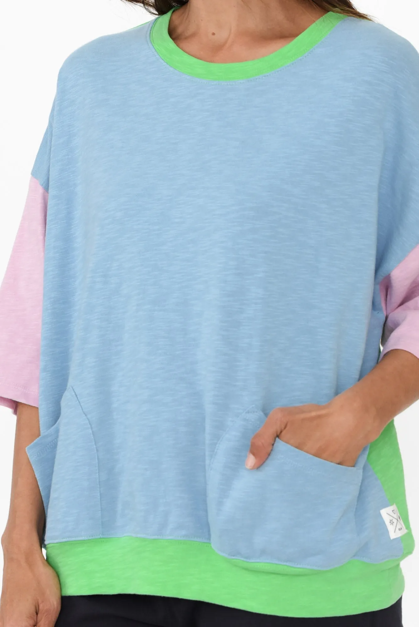 Mazie Blue Contrast Cotton Sweat sold by Blue Bungalow product image thumbnail 5