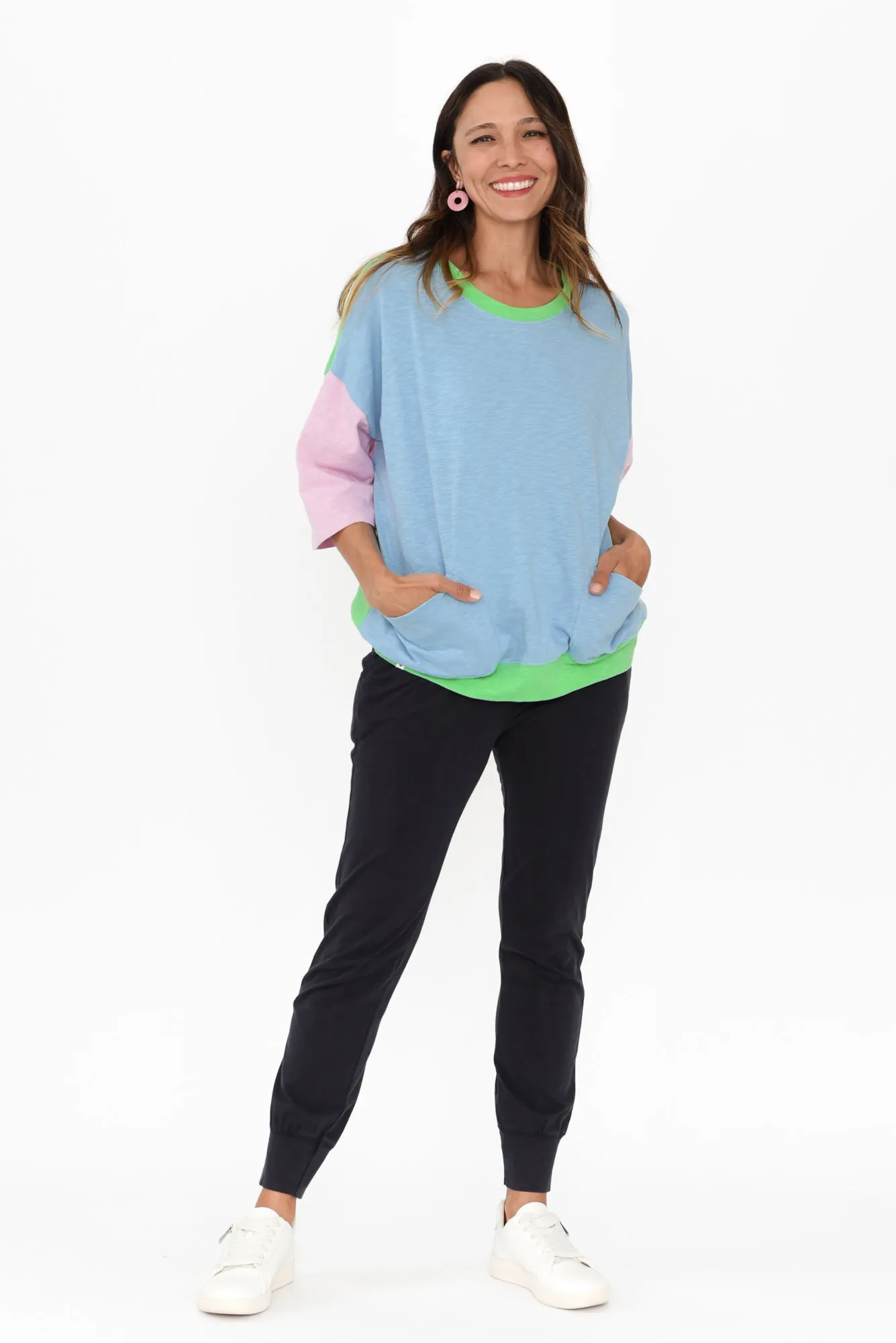 Mazie Blue Contrast Cotton Sweat sold by Blue Bungalow product image thumbnail 2