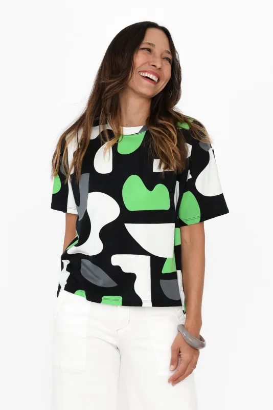 Stijl Green Abstract Cotton Tee sold by Blue Bungalow