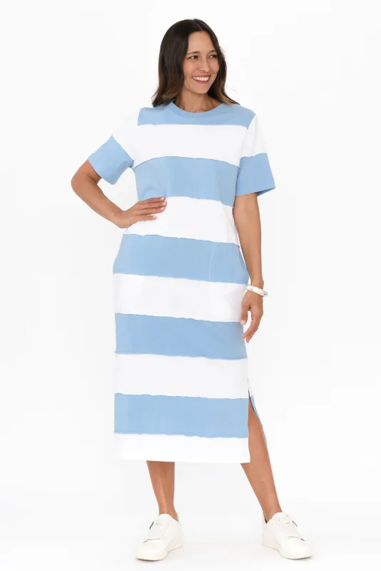 Bold Blue Stripe Cotton Tee Dress sold by Blue Bungalow