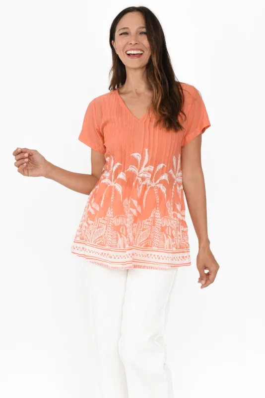 Fia Coral Palm Crinkle Cotton Top sold by Blue Bungalow