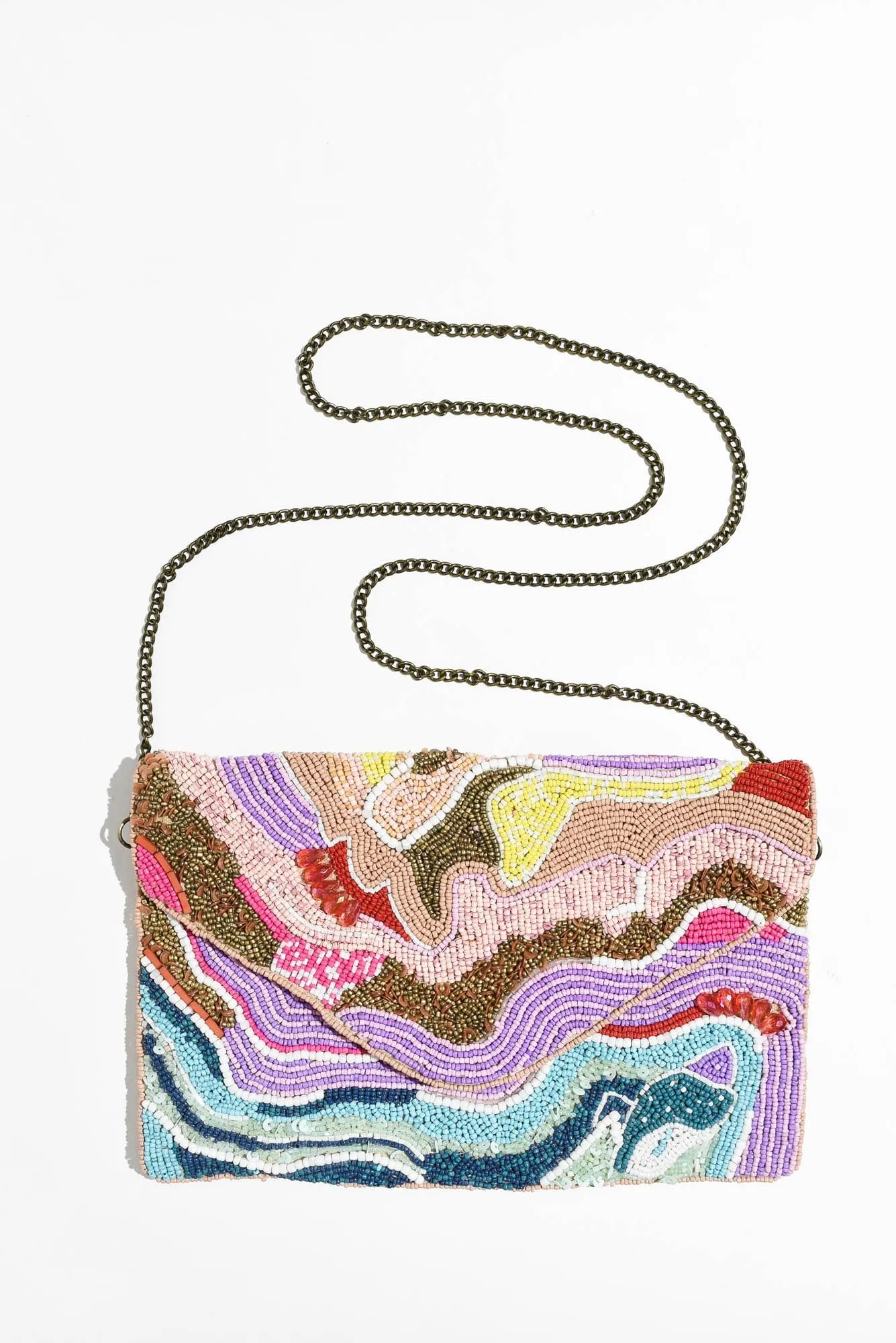 Kiera Pink Tropical Beaded Clutch sold by Blue Bungalow