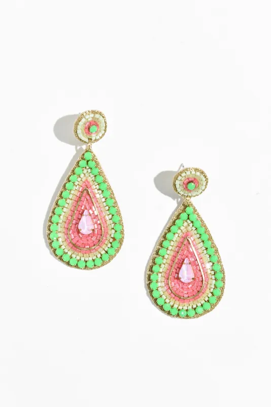 Aruba Green Beaded Drop Earrings sold by Blue Bungalow