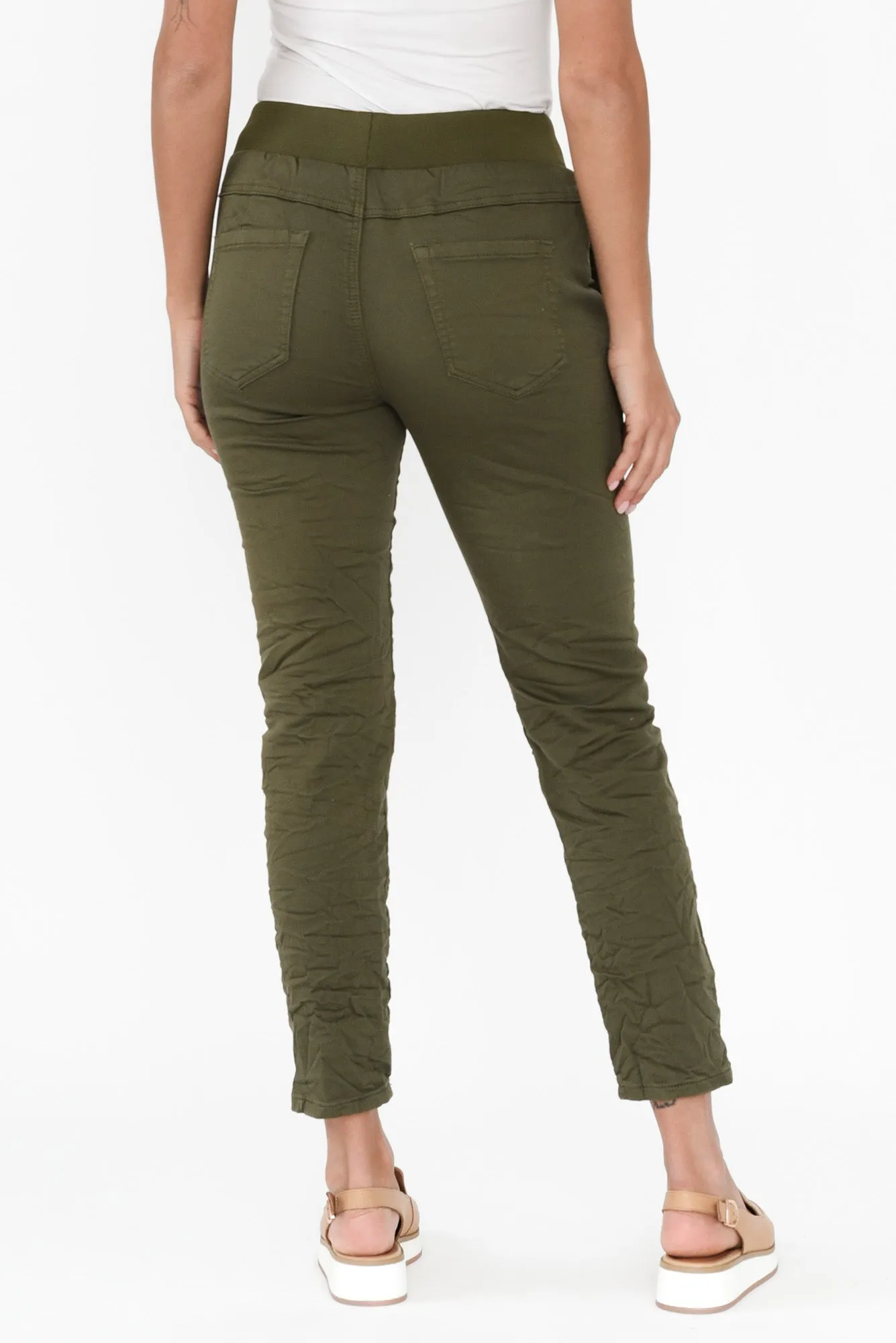 Riley Khaki Denim Jogger Pants sold by Blue Bungalow product image thumbnail 4