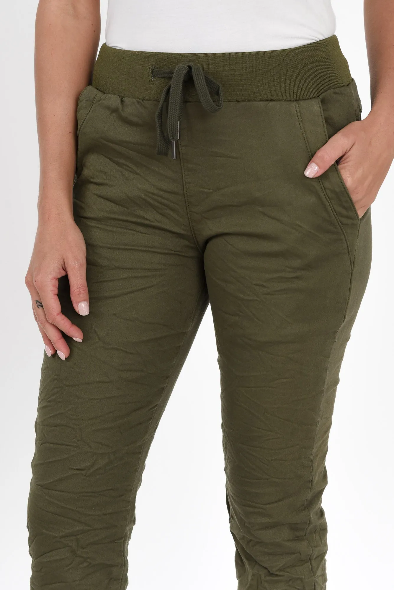 Riley Khaki Denim Jogger Pants sold by Blue Bungalow product image thumbnail 5