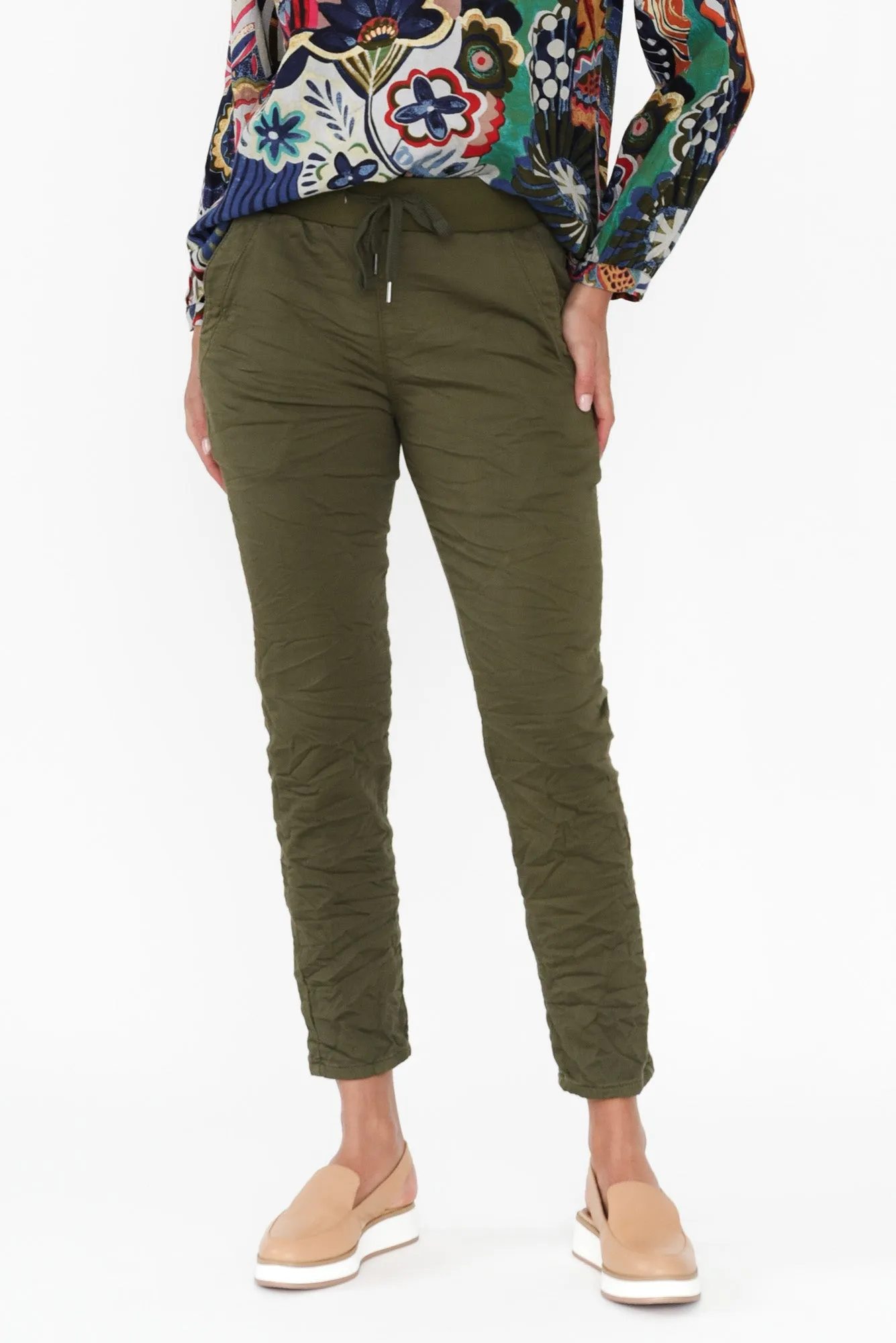 Riley Khaki Denim Jogger Pants sold by Blue Bungalow