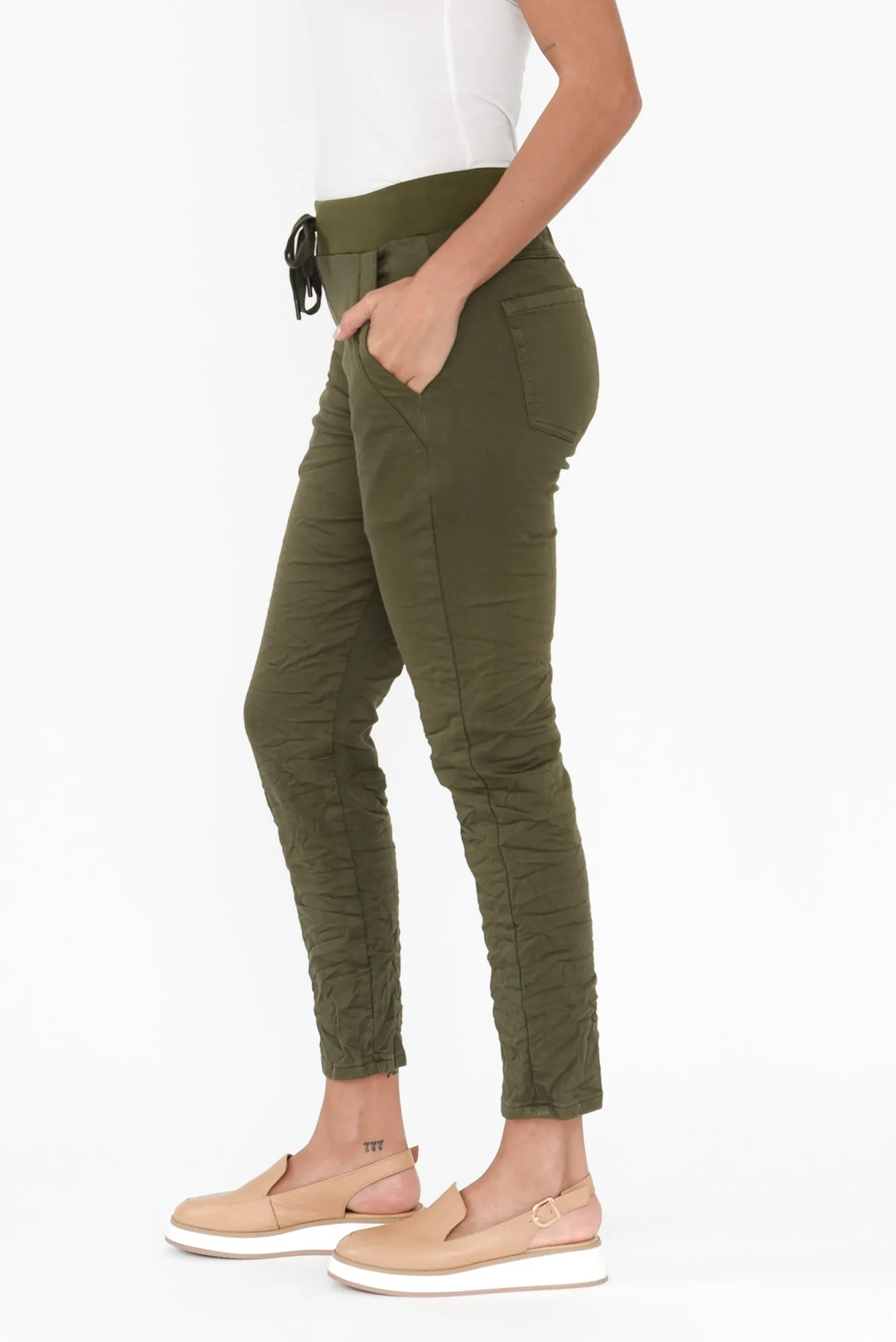 Riley Khaki Denim Jogger Pants sold by Blue Bungalow product image thumbnail 3