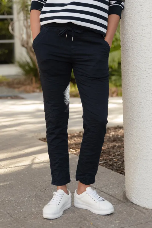 Riley Navy Denim Jogger Pants sold by Blue Bungalow