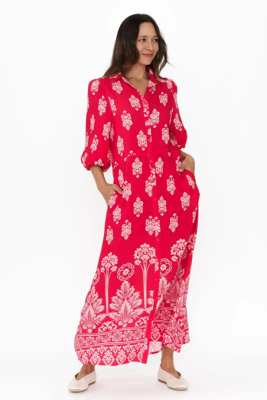 Alivia Red Mosaic Shirt Dress sold by Blue Bungalow