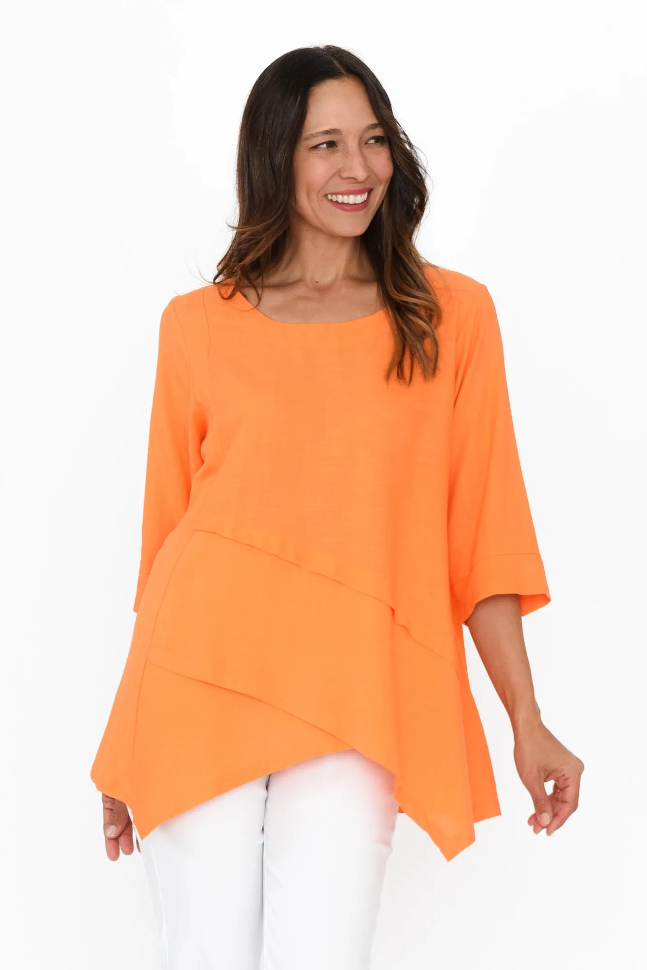 Anya Orange Linen Cotton Top sold by Blue Bungalow