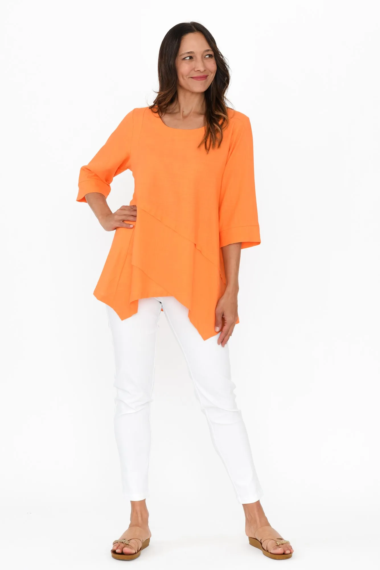 Anya Orange Linen Cotton Top sold by Blue Bungalow product image thumbnail 2