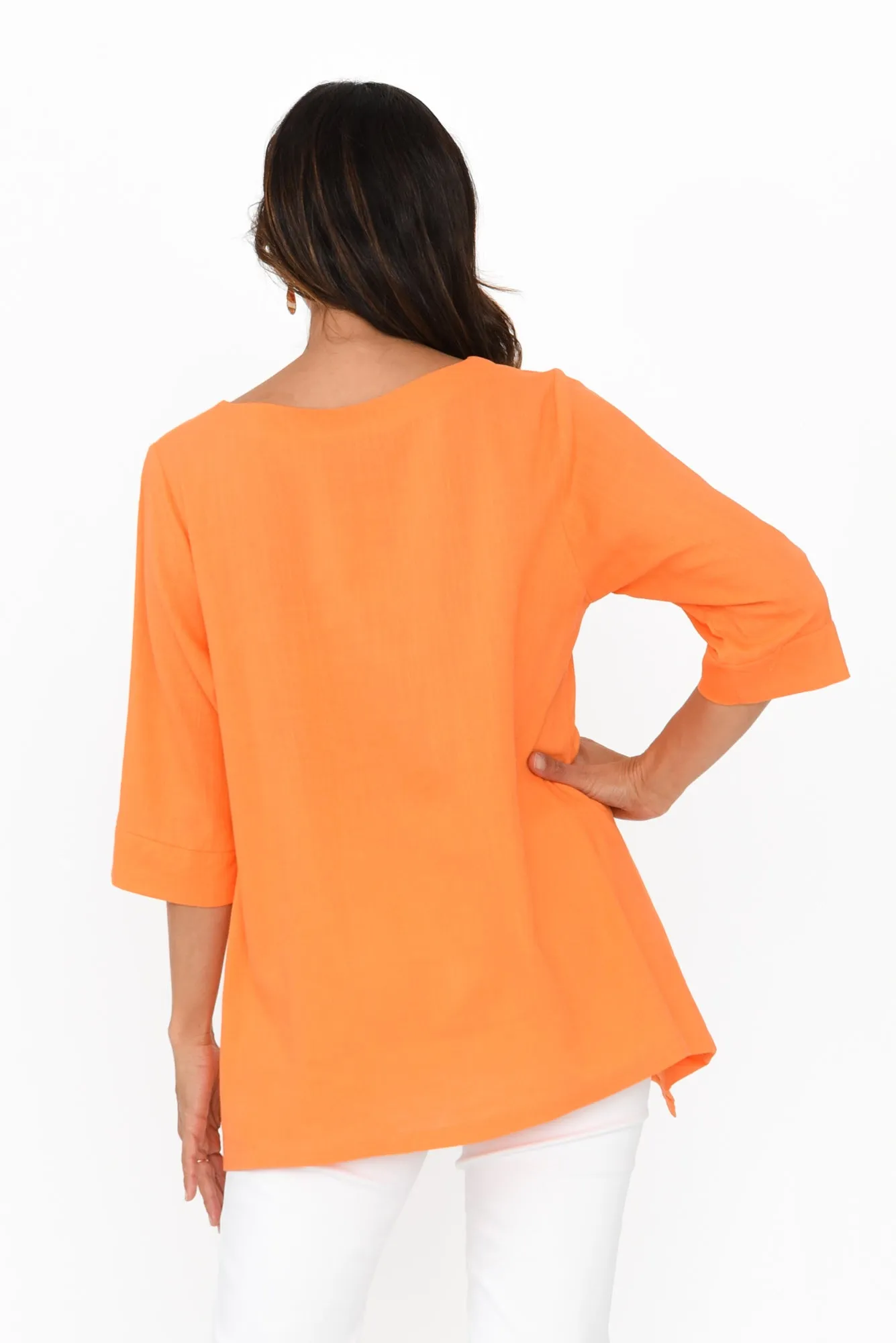 Anya Orange Linen Cotton Top sold by Blue Bungalow product image thumbnail 4