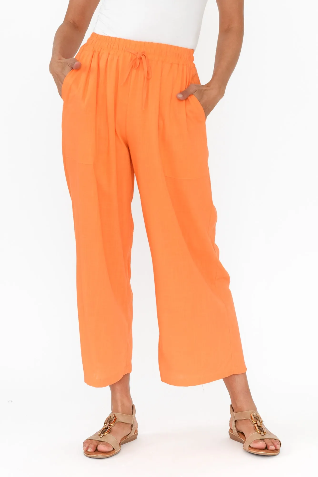 Minnelli Orange Linen Cotton Pants sold by Blue Bungalow