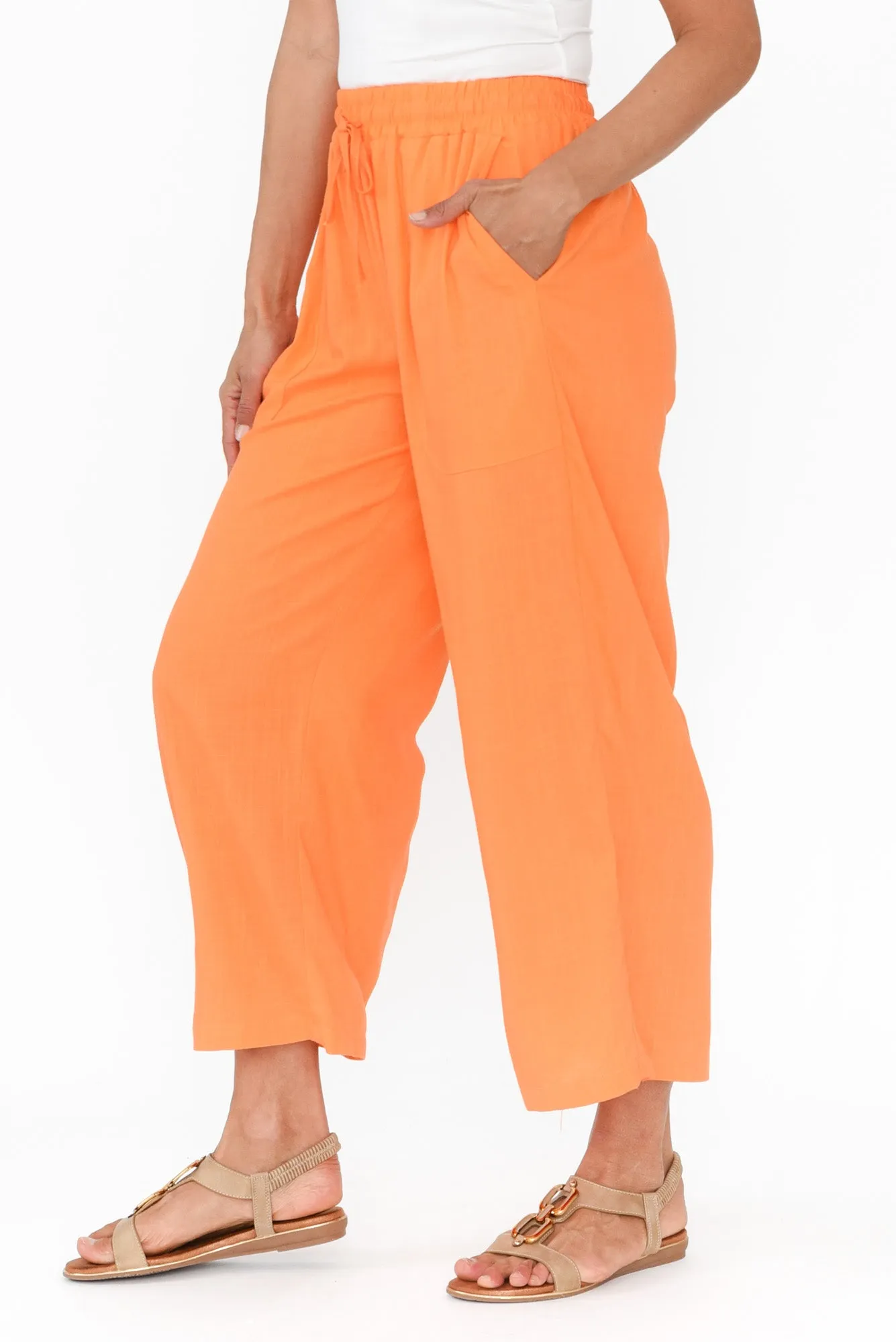 Minnelli Orange Linen Cotton Pants sold by Blue Bungalow product image thumbnail 3