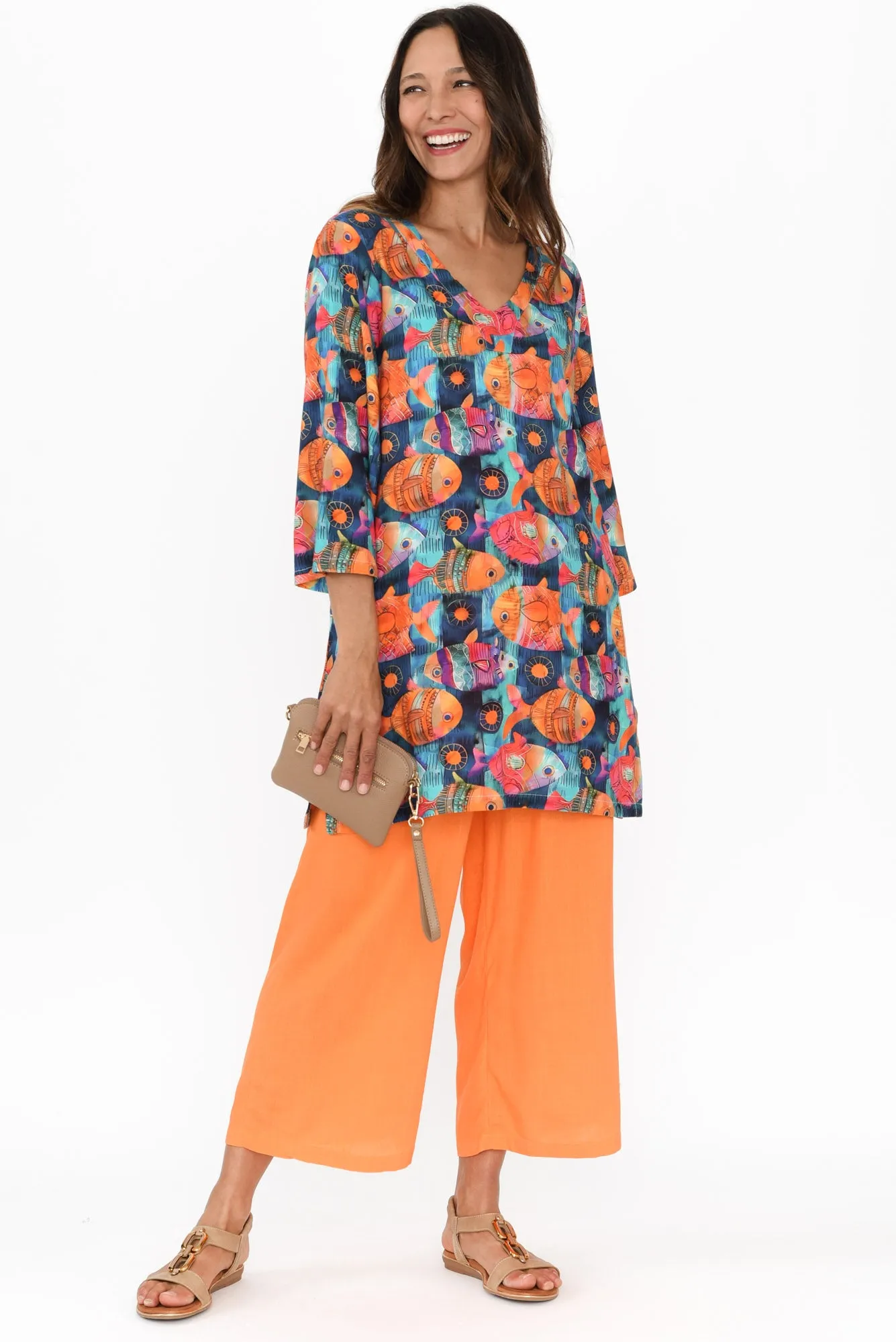 Minnelli Orange Linen Cotton Pants sold by Blue Bungalow product image thumbnail 2
