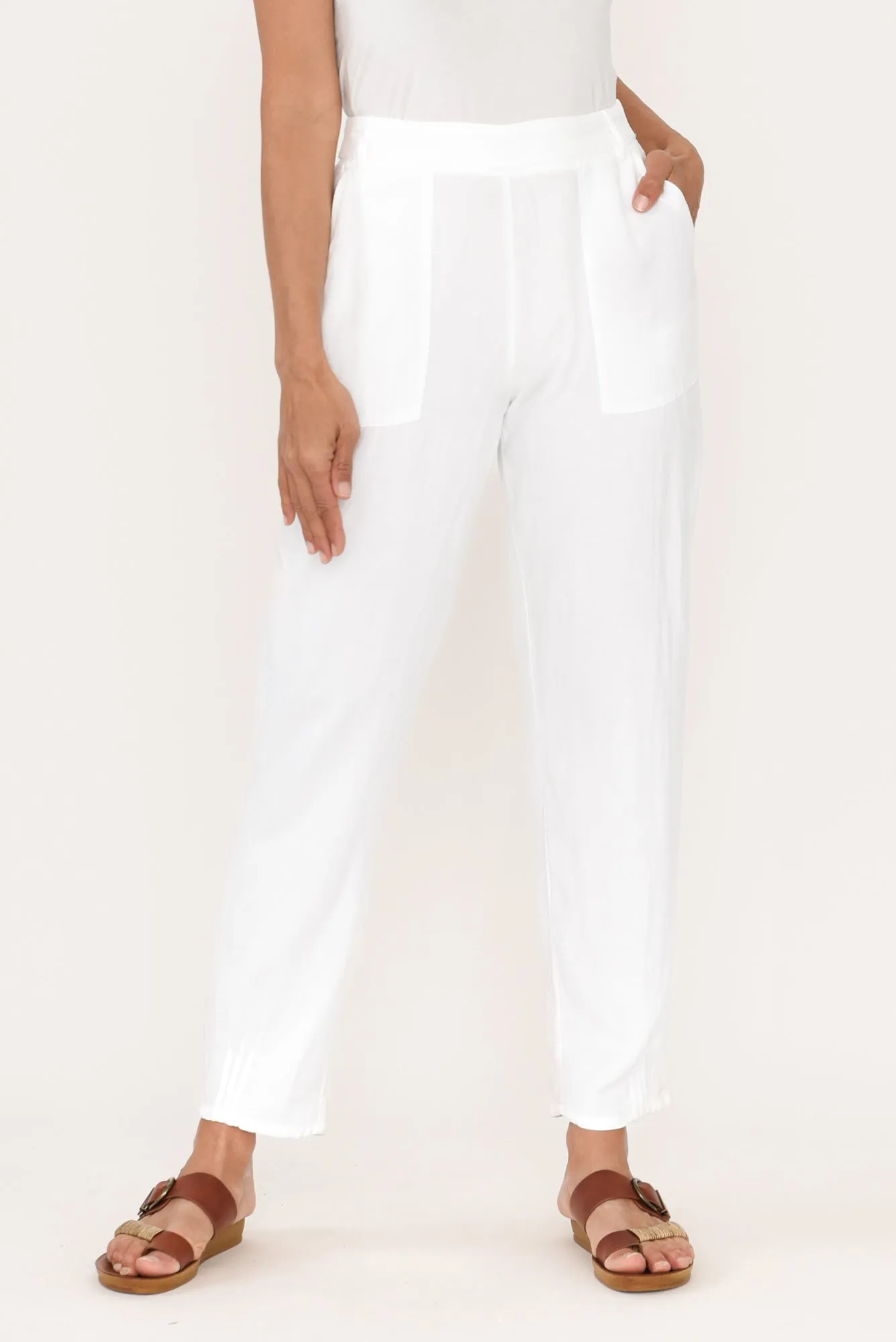 Manon White Cropped Pants sold by Blue Bungalow