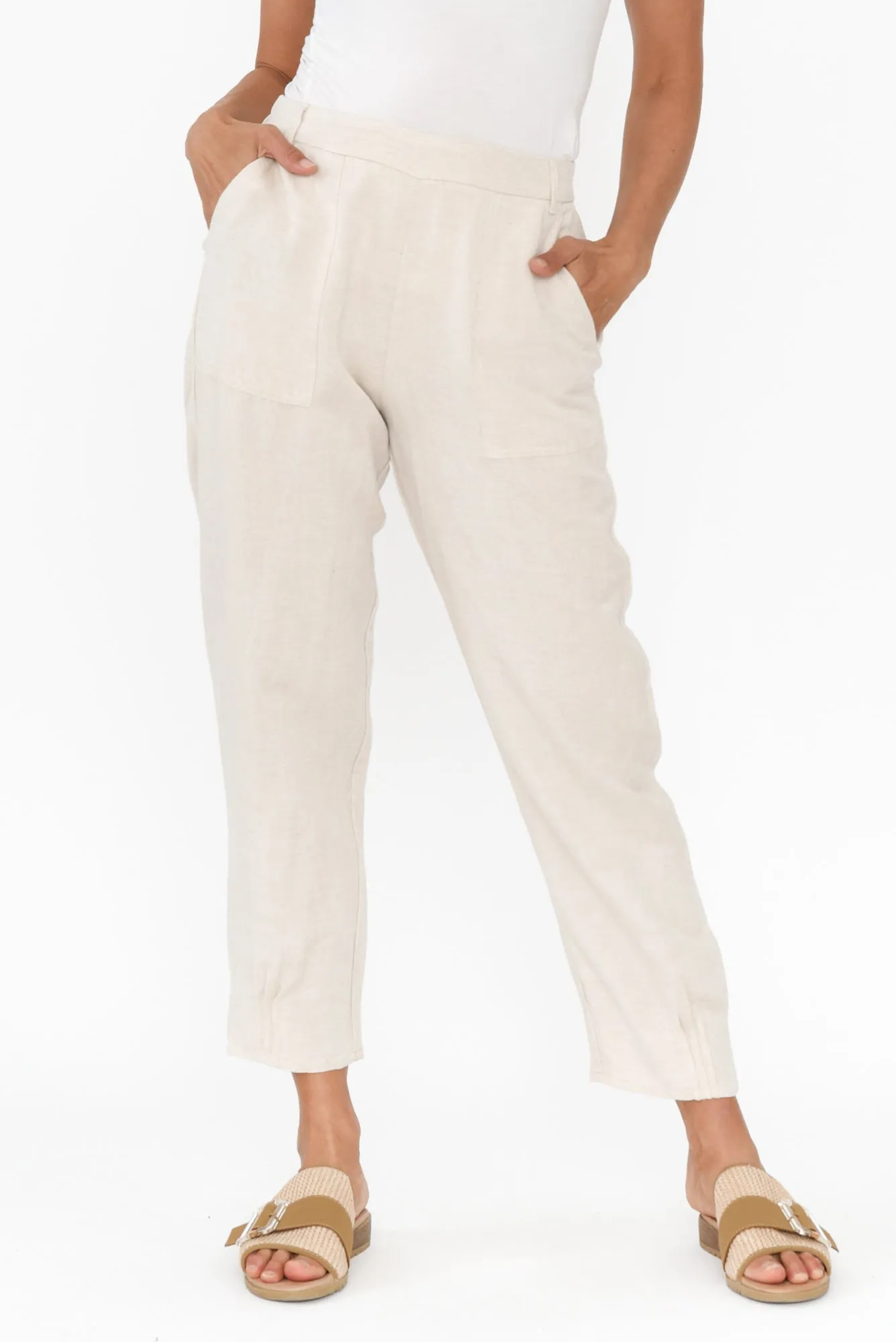Manon Beige Cropped Pants sold by Blue Bungalow