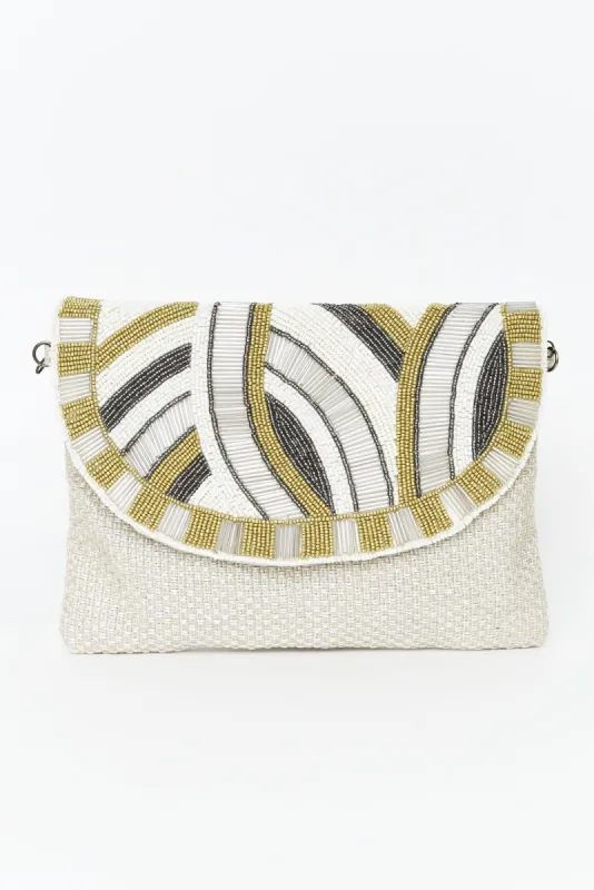 Maja Beige Beaded Clutch sold by Blue Bungalow