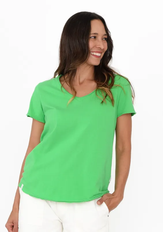 Maggie Green Cotton Vee Tee sold by Blue Bungalow