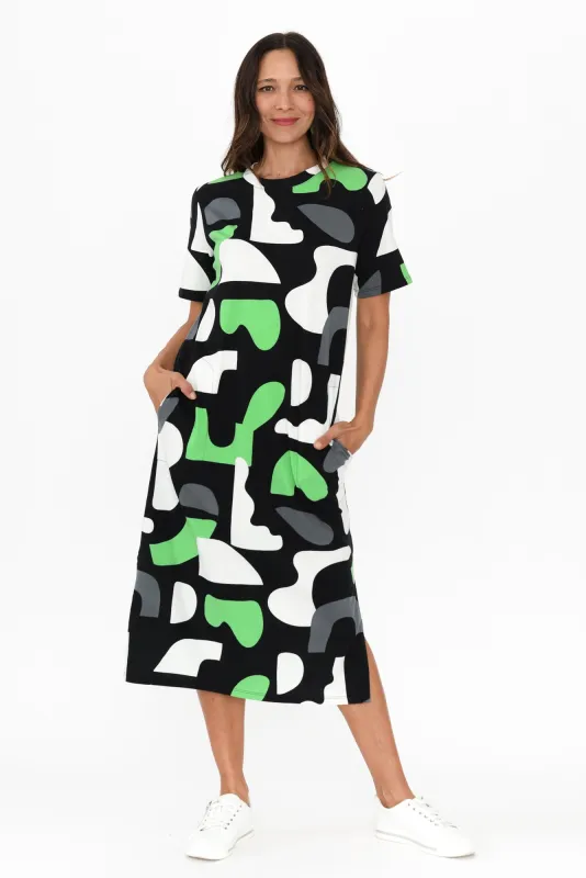 Stijl Green Abstract Cotton Pocket Dress sold by Blue Bungalow