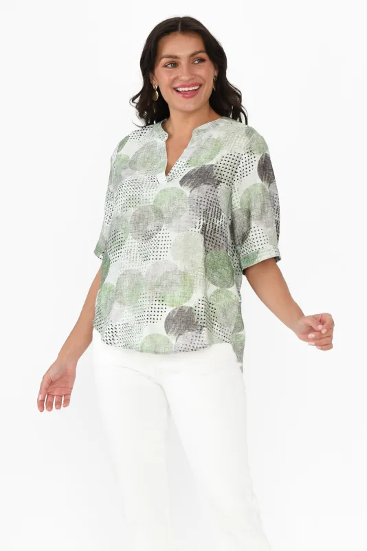 Alisa Green Circle V Neck Top made by Willow Tree