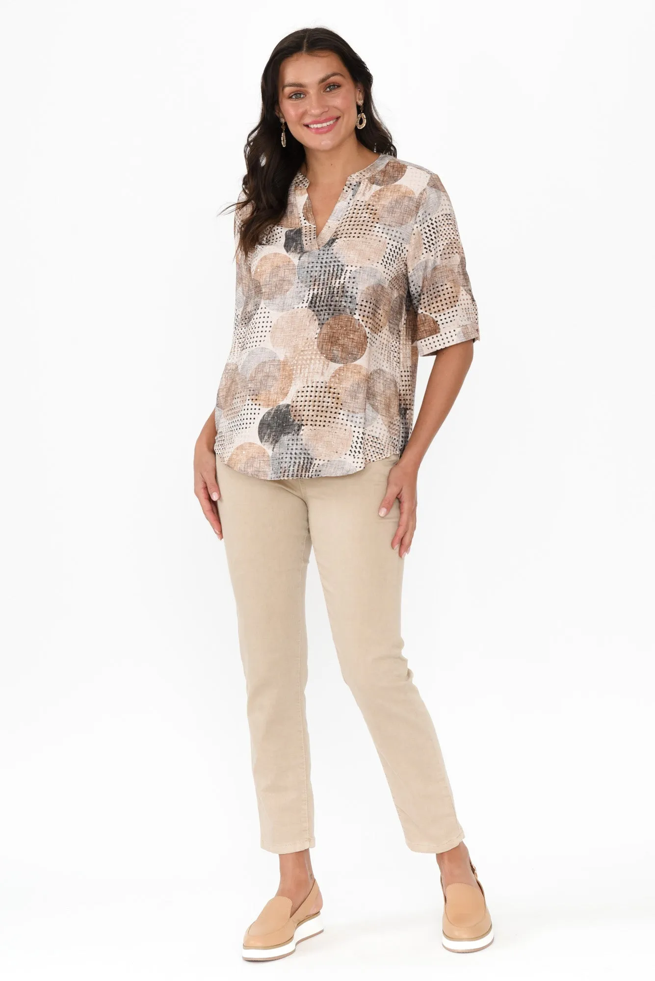 Alisa Brown Circle V Neck Top sold by Blue Bungalow product image thumbnail 2