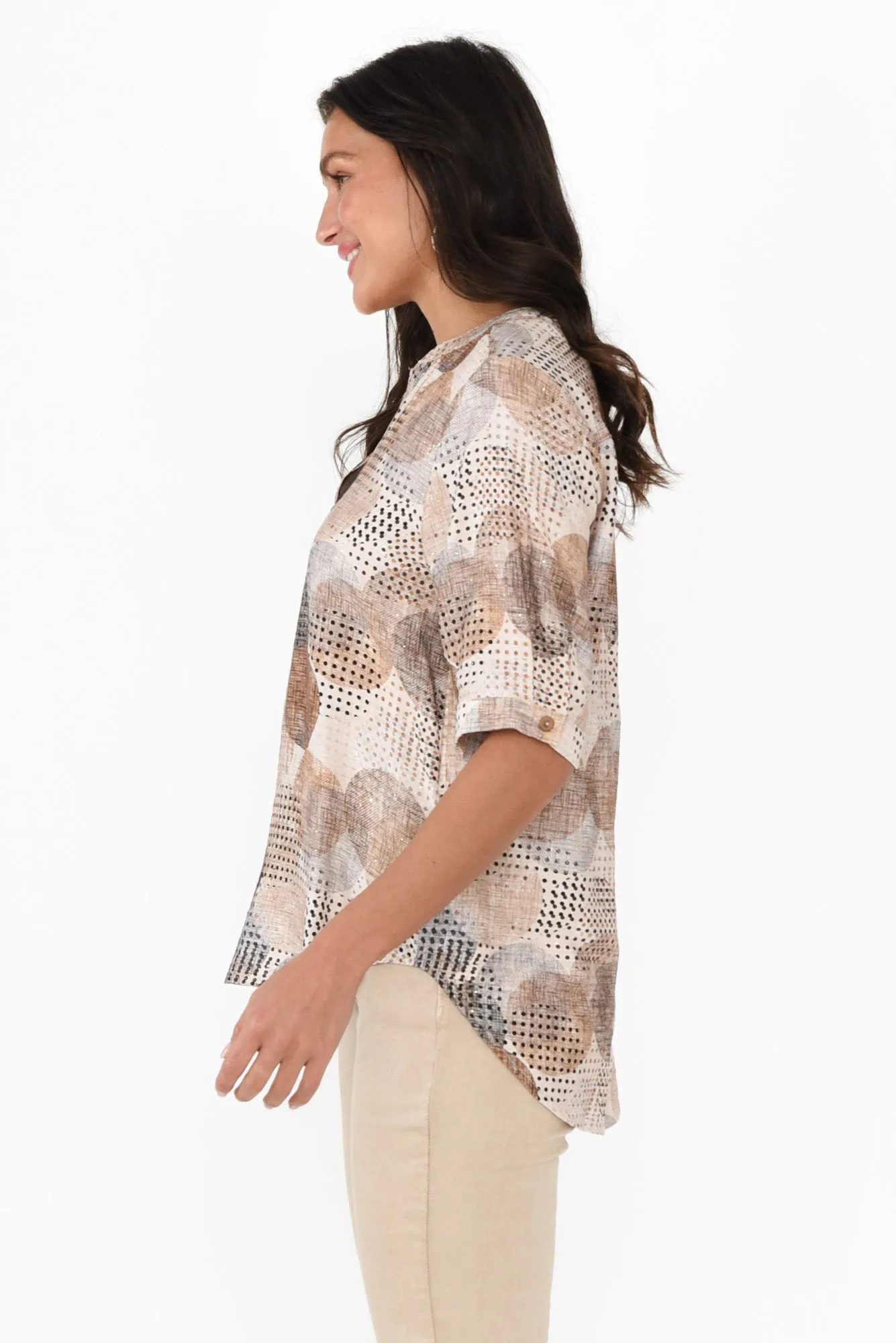 Alisa Brown Circle V Neck Top sold by Blue Bungalow product image thumbnail 3