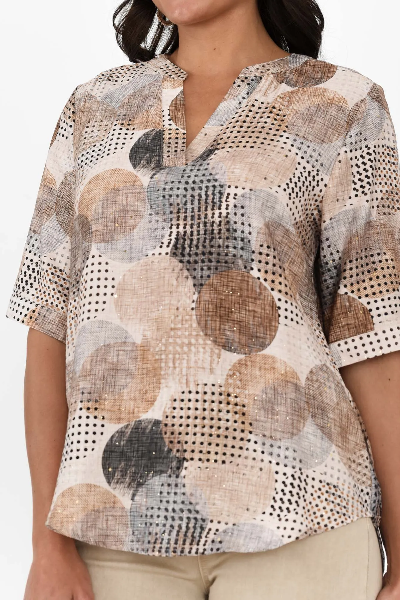 Alisa Brown Circle V Neck Top sold by Blue Bungalow product image thumbnail 5