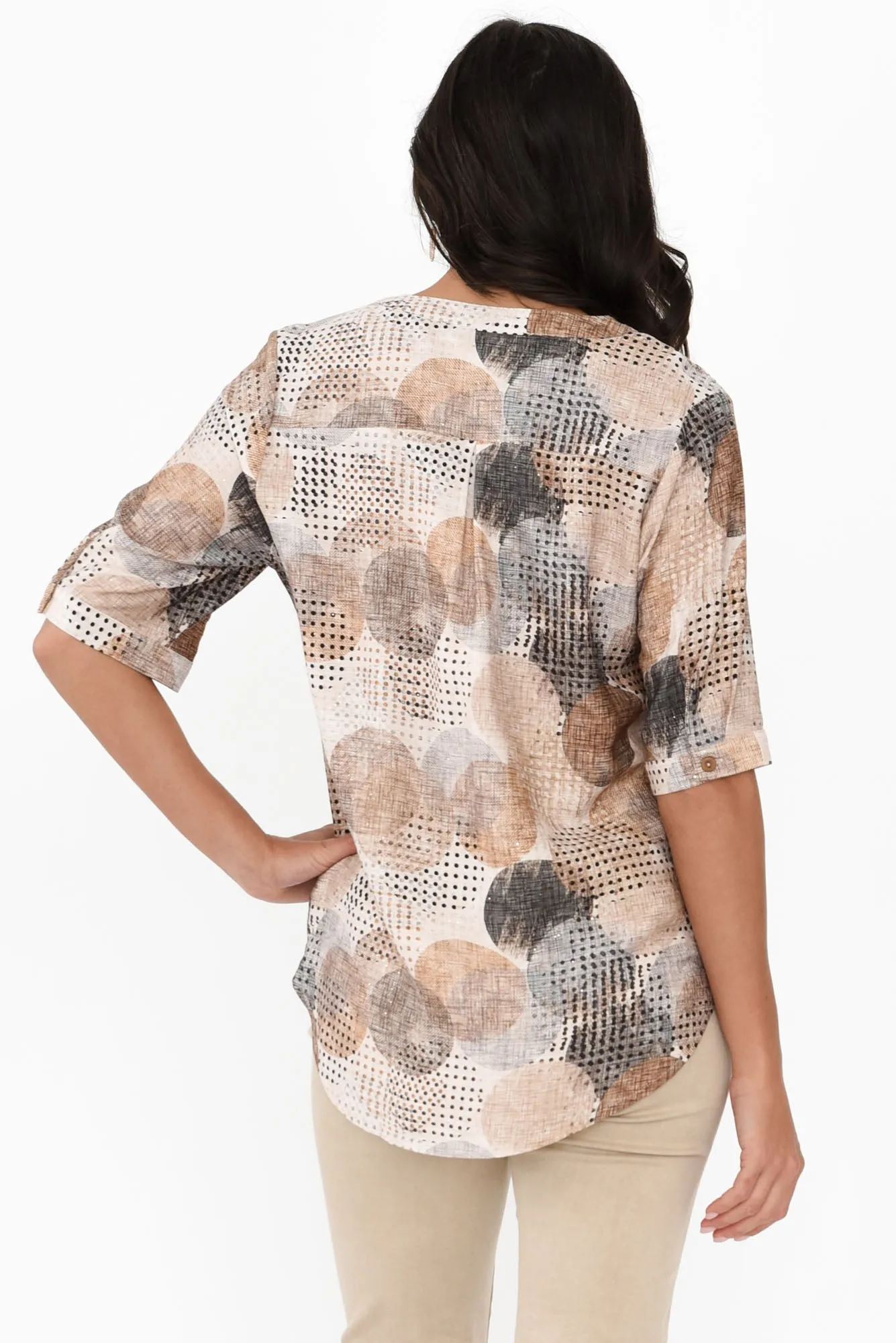 Alisa Brown Circle V Neck Top sold by Blue Bungalow product image thumbnail 4