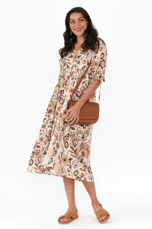 Gabriella Brown Floral Pocket Dress sold by Blue Bungalow