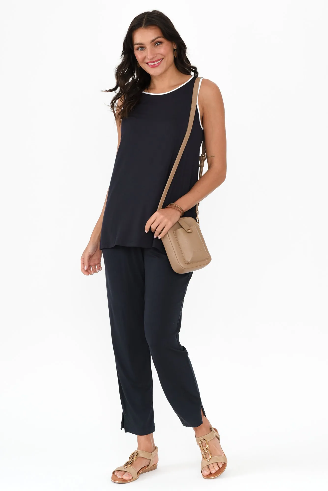 Gracie Navy Contrast Micro Modal Tank sold by Blue Bungalow product image thumbnail 2