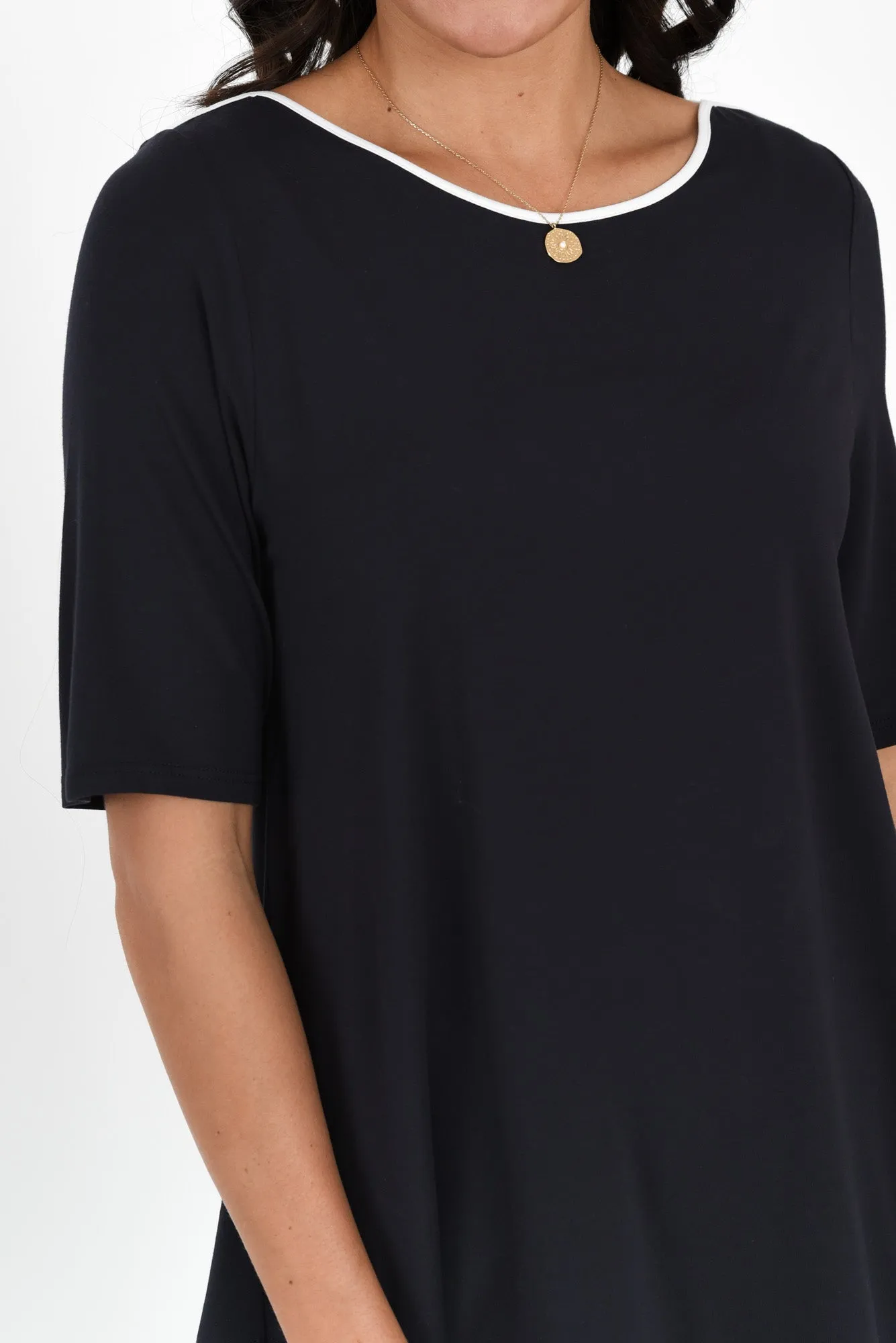 Buttery Navy Contrast Half Sleeve Tee sold by Blue Bungalow product image thumbnail 5