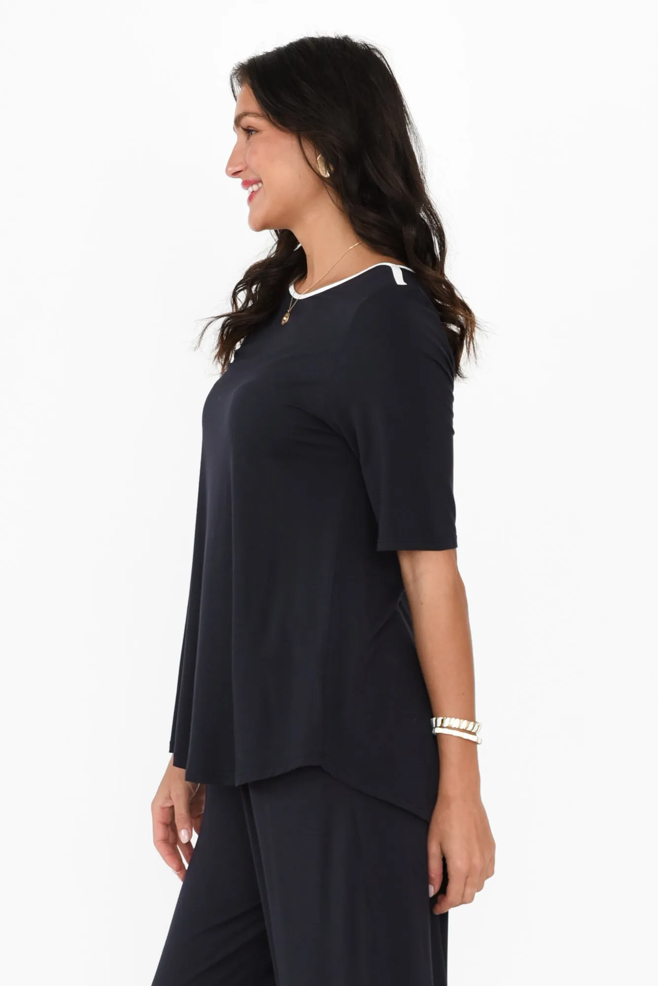 Buttery Navy Contrast Half Sleeve Tee sold by Blue Bungalow product image thumbnail 3