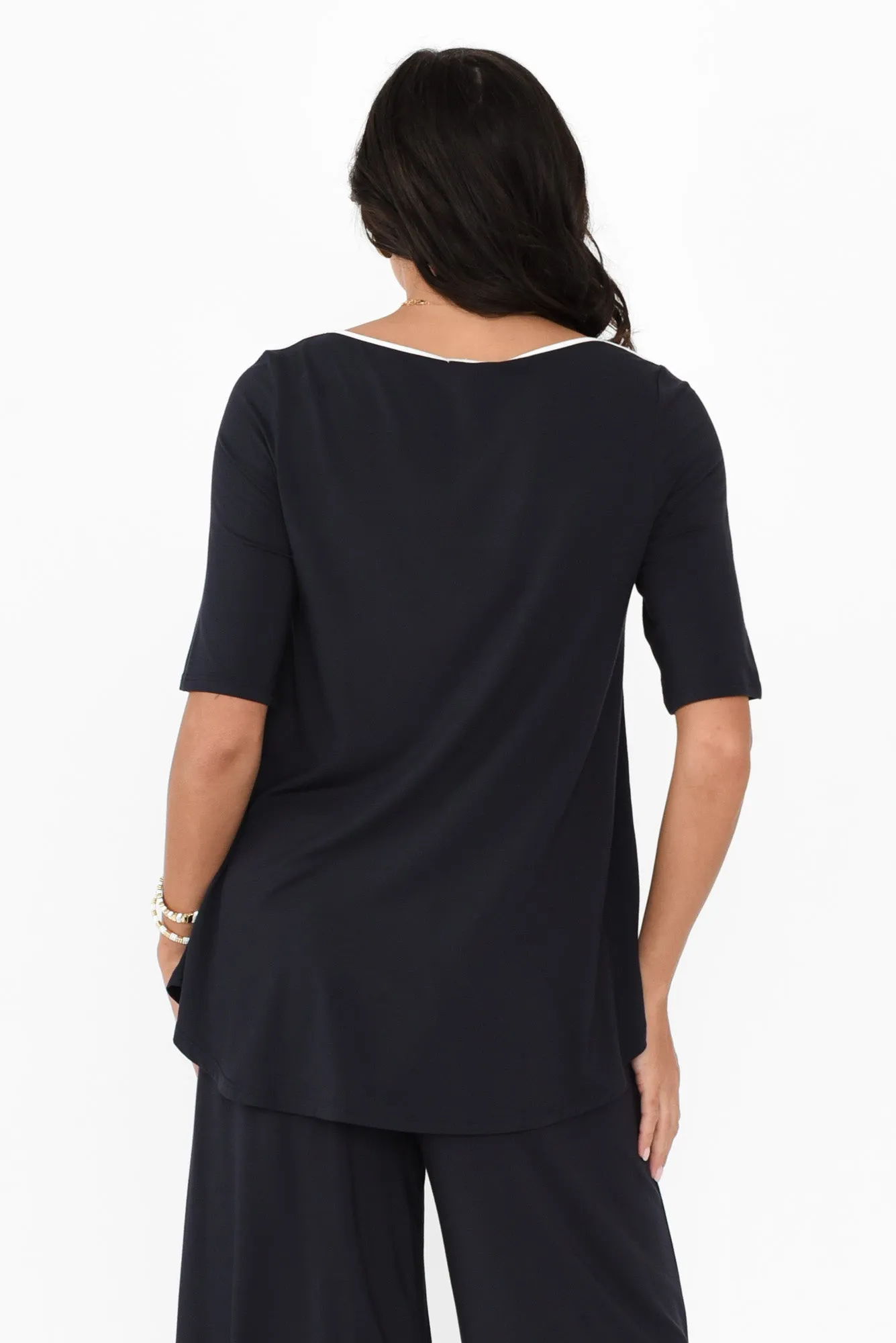 Buttery Navy Contrast Half Sleeve Tee sold by Blue Bungalow product image thumbnail 4