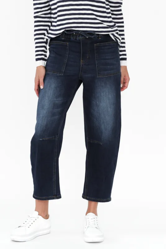 Leo Dark Blue Relaxed Tapered Jeans sold by Blue Bungalow