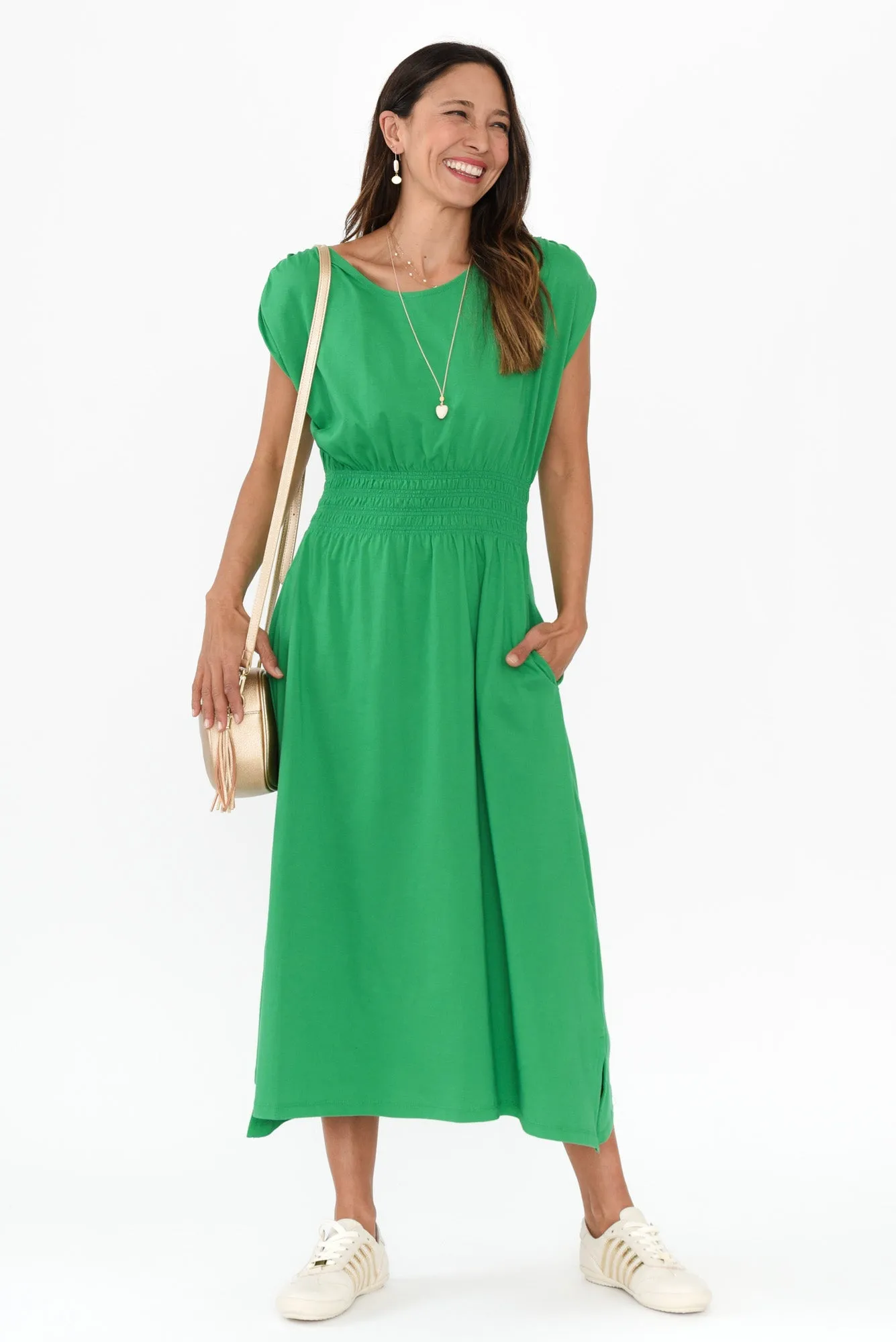 Nelle Green Cotton Pocket Dress sold by Blue Bungalow
