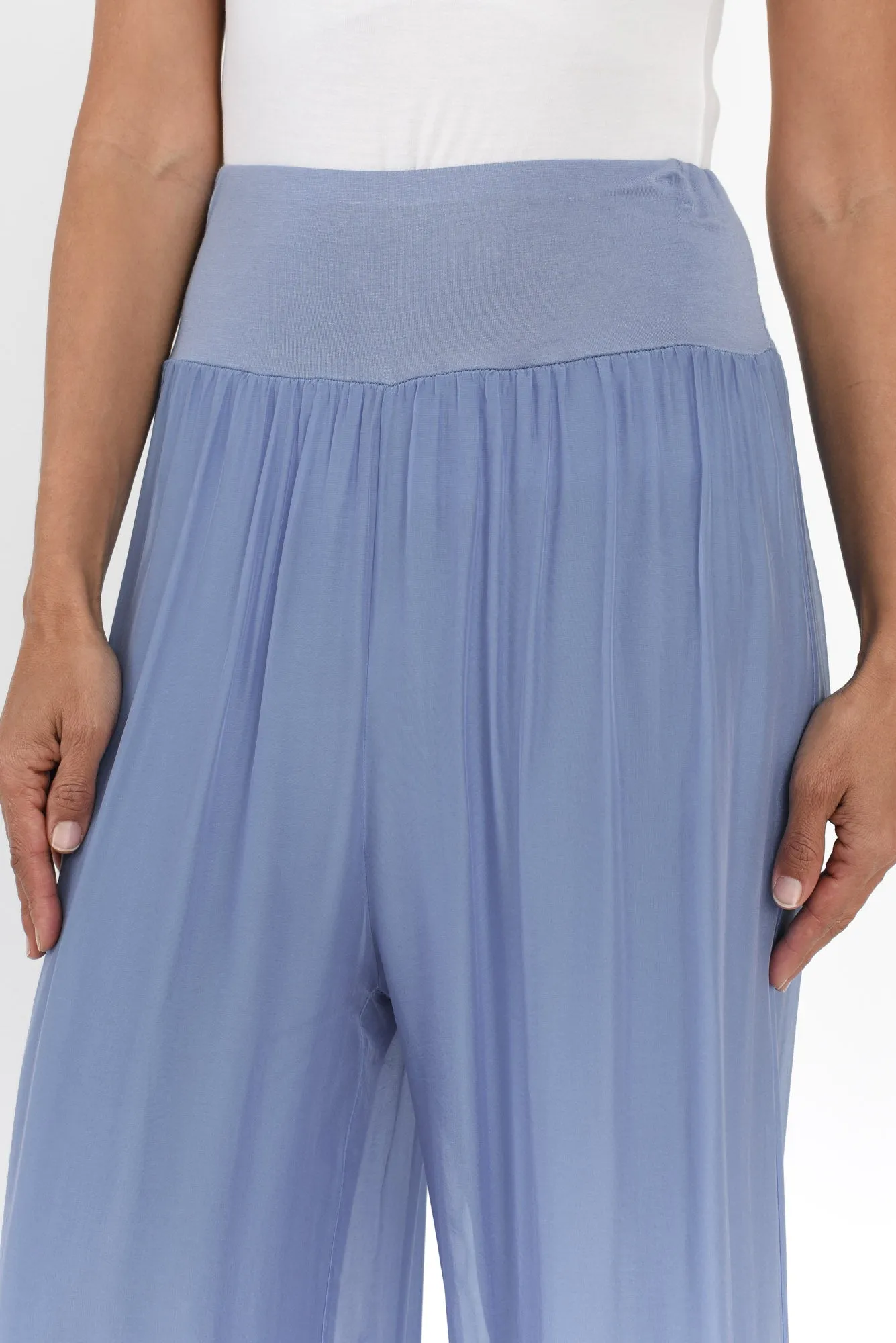 Laurier Blue Silk Wide Leg Pants sold by Blue Bungalow product image thumbnail 4