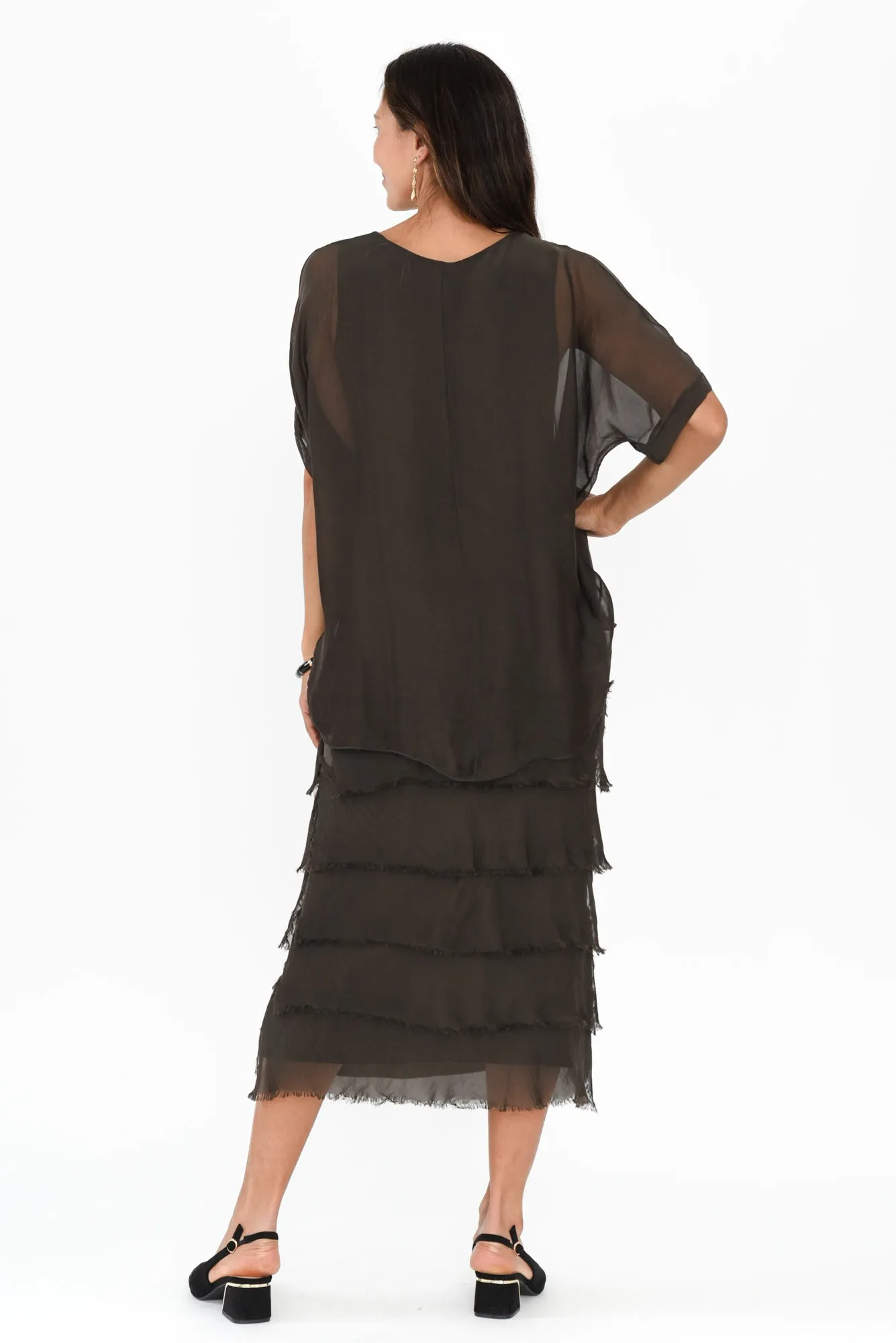 Katerina Chocolate Silk Overlay Maxi Dress sold by Blue Bungalow product image thumbnail 4